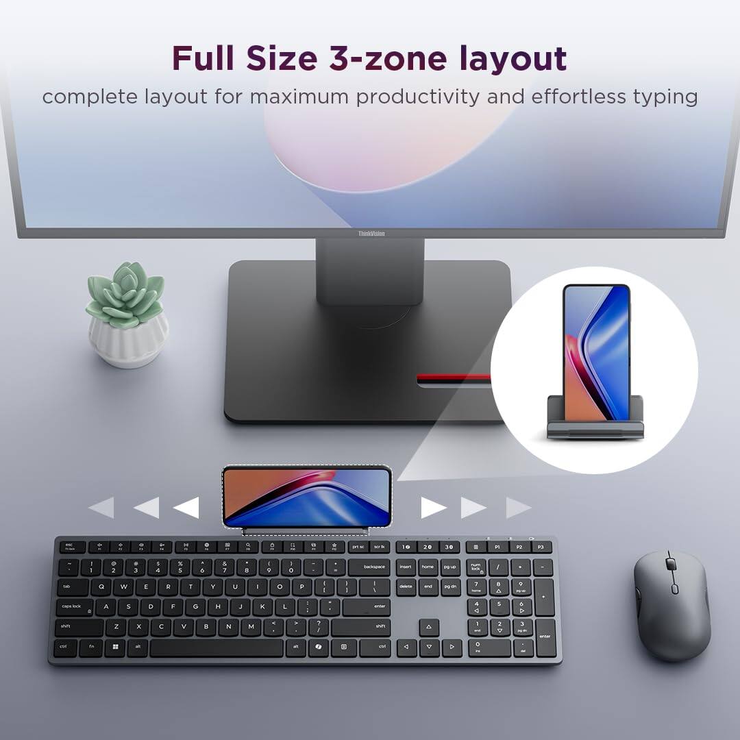 Full Size 3-zone layout  
complete layout for maximum productivity and effortless typing
