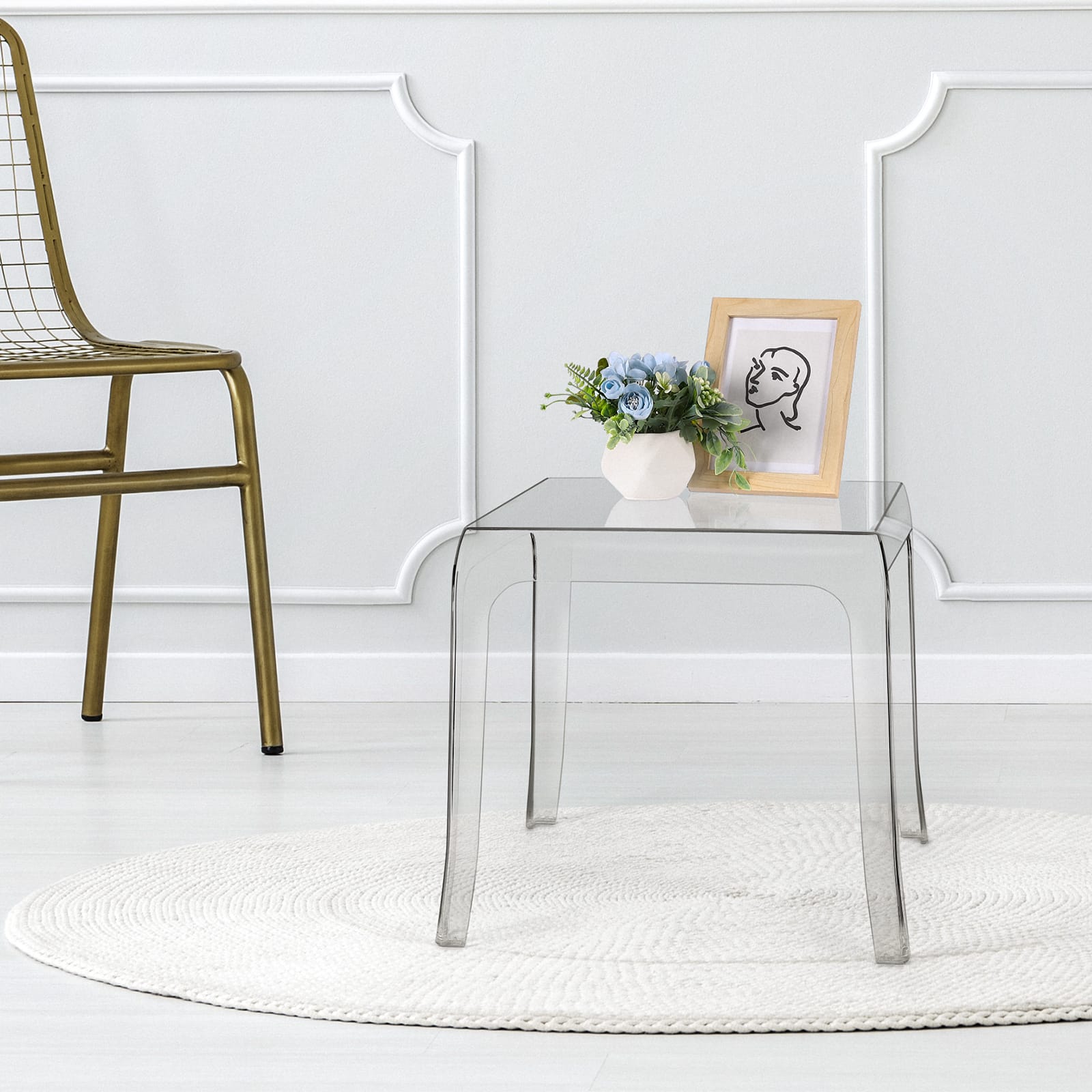 Oumilen - Minimalist Stackable Stool - Multifunctional Accent Table for Home and Office - Clear