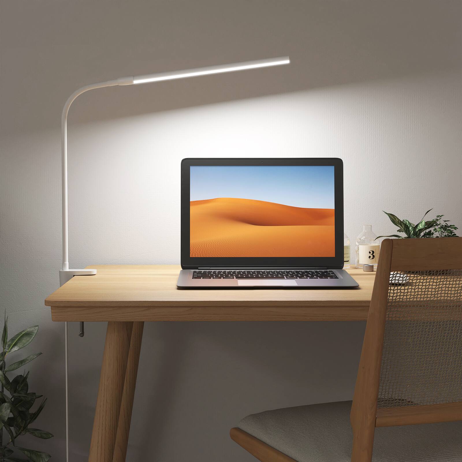 Alt View 7. Lepro - Clip-on Gooseneck LED Desk Lamp, USB-Powered with 3 Color Modes 10 Brightness, 360°Adjustable - White.