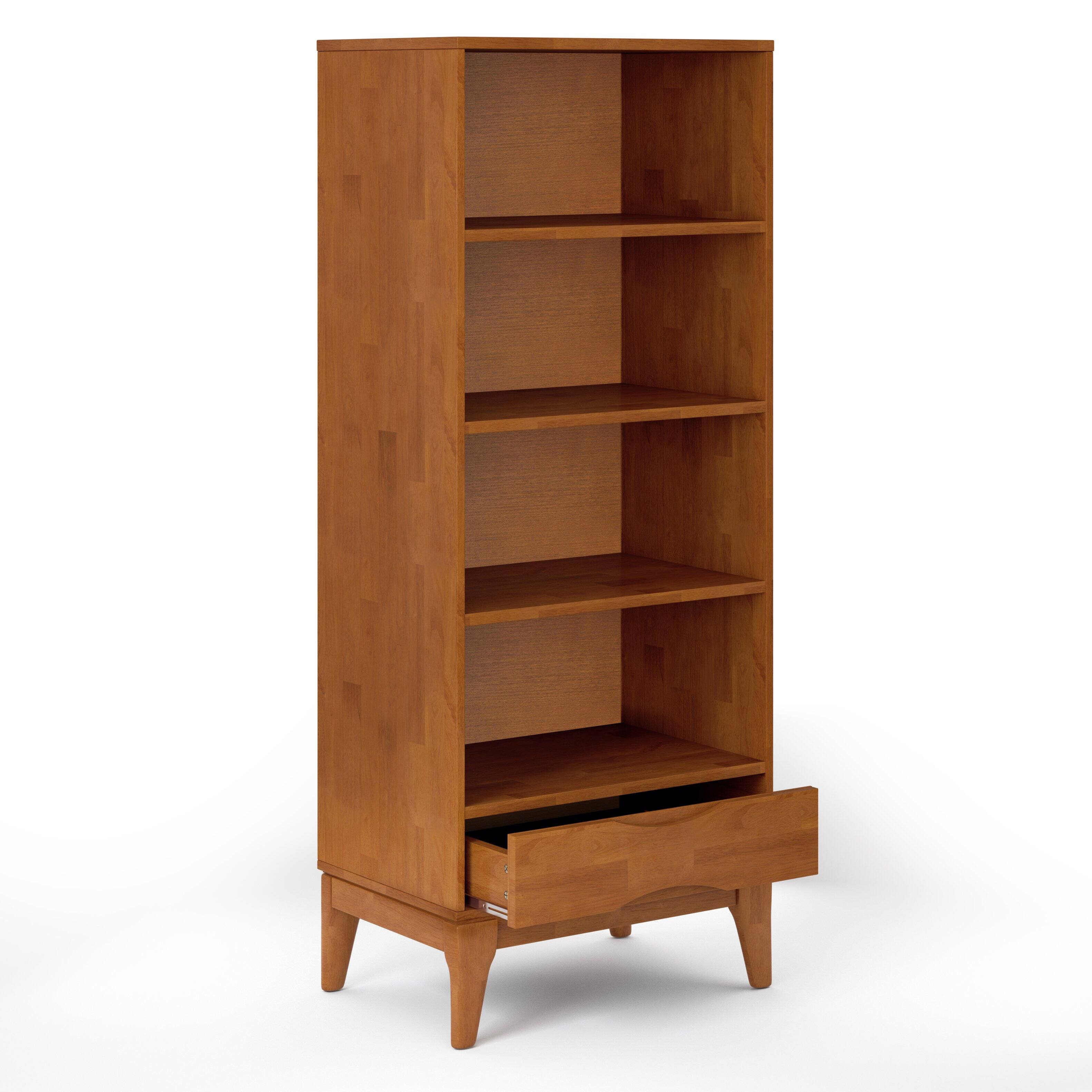 Back. Simpli Home - Harper 24 inch 4 Shelf Bookcase (Set of 2) - Teak Brown.