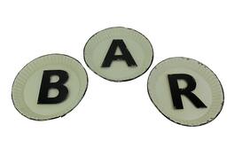 Zeckos - Black and Pie Plate Style 3 Piece Bar Sign Set - White