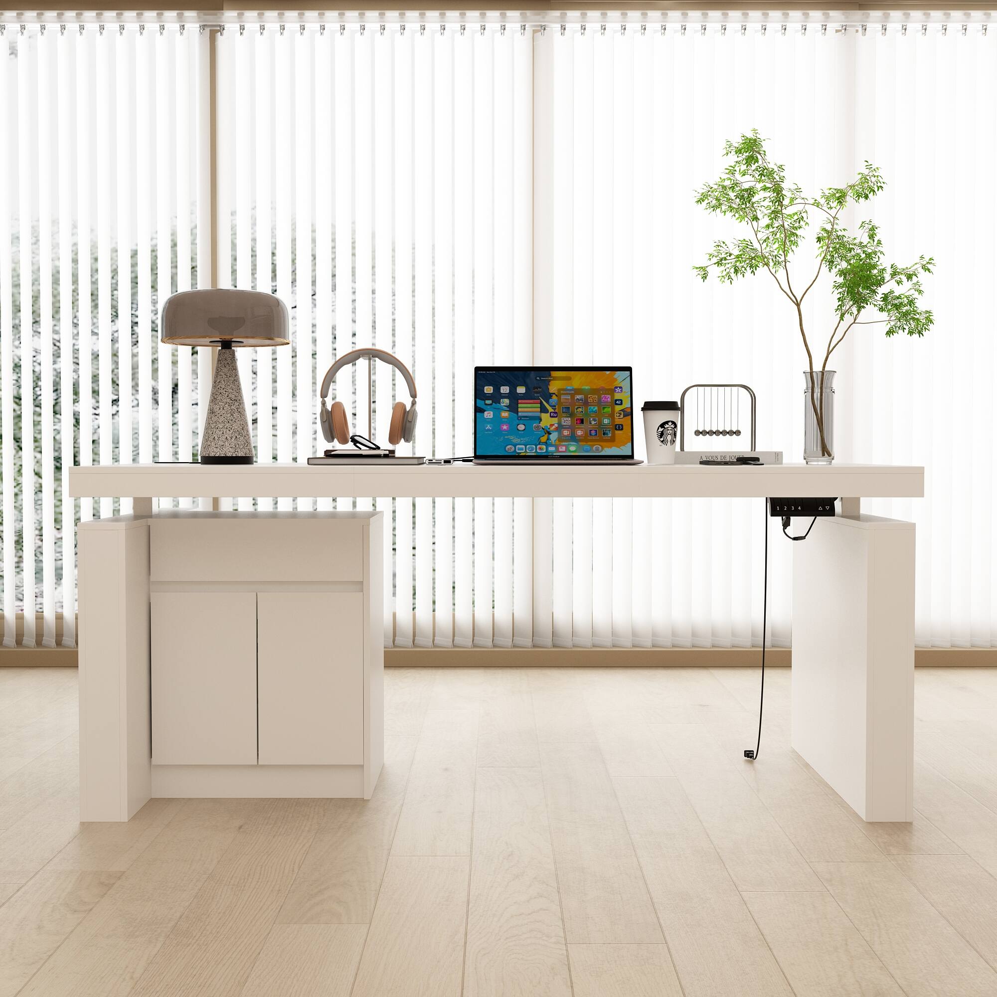 Alt View 5. FUFU & GAGA - FUFU&GAGA Electric Height - Adjustable Desk with Storage – Smart Home Office Solution - White.