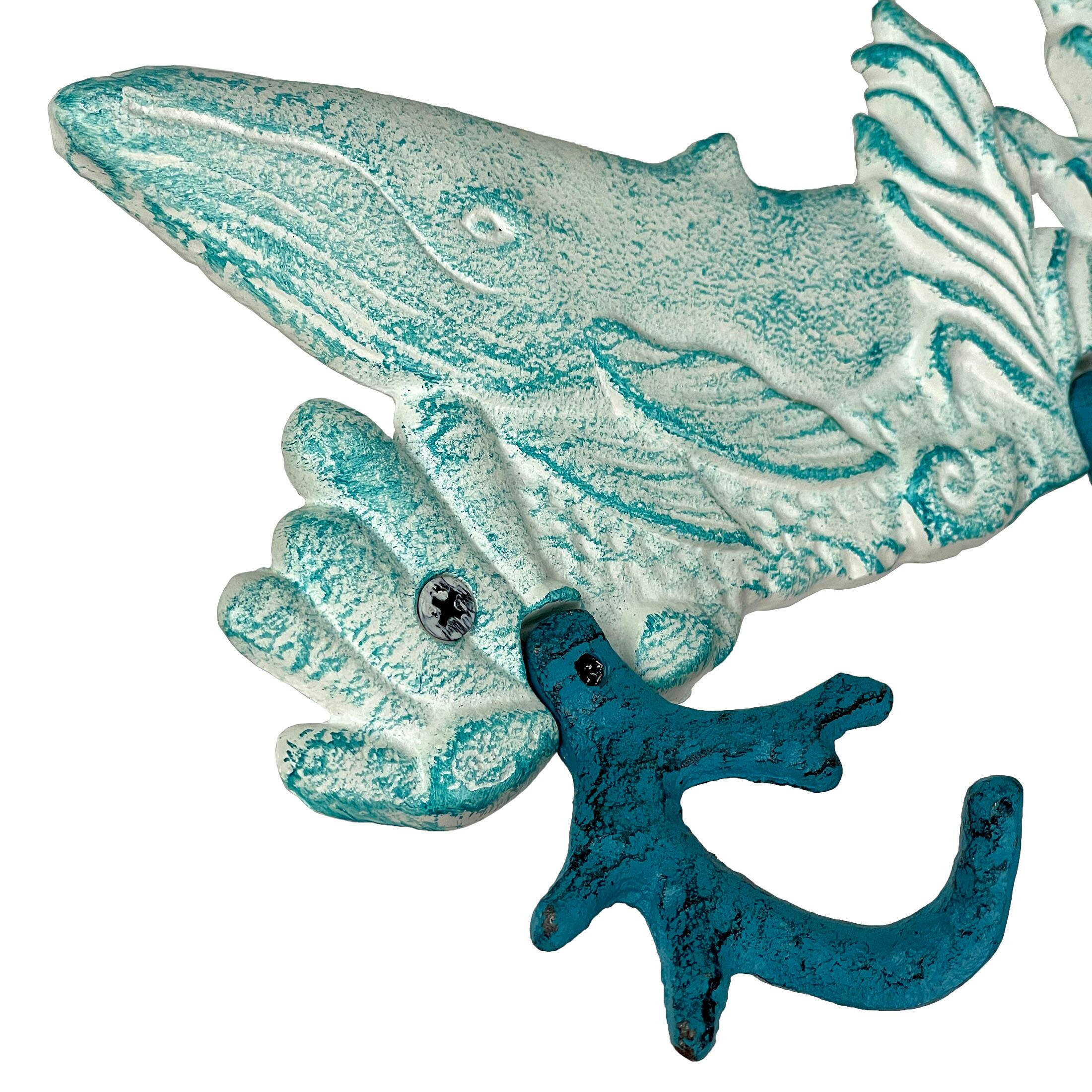 Alt View 9. Zeckos - Cast Iron Sealife Plaque with Coral Hooks - Coastal Wall Decor - Blue.