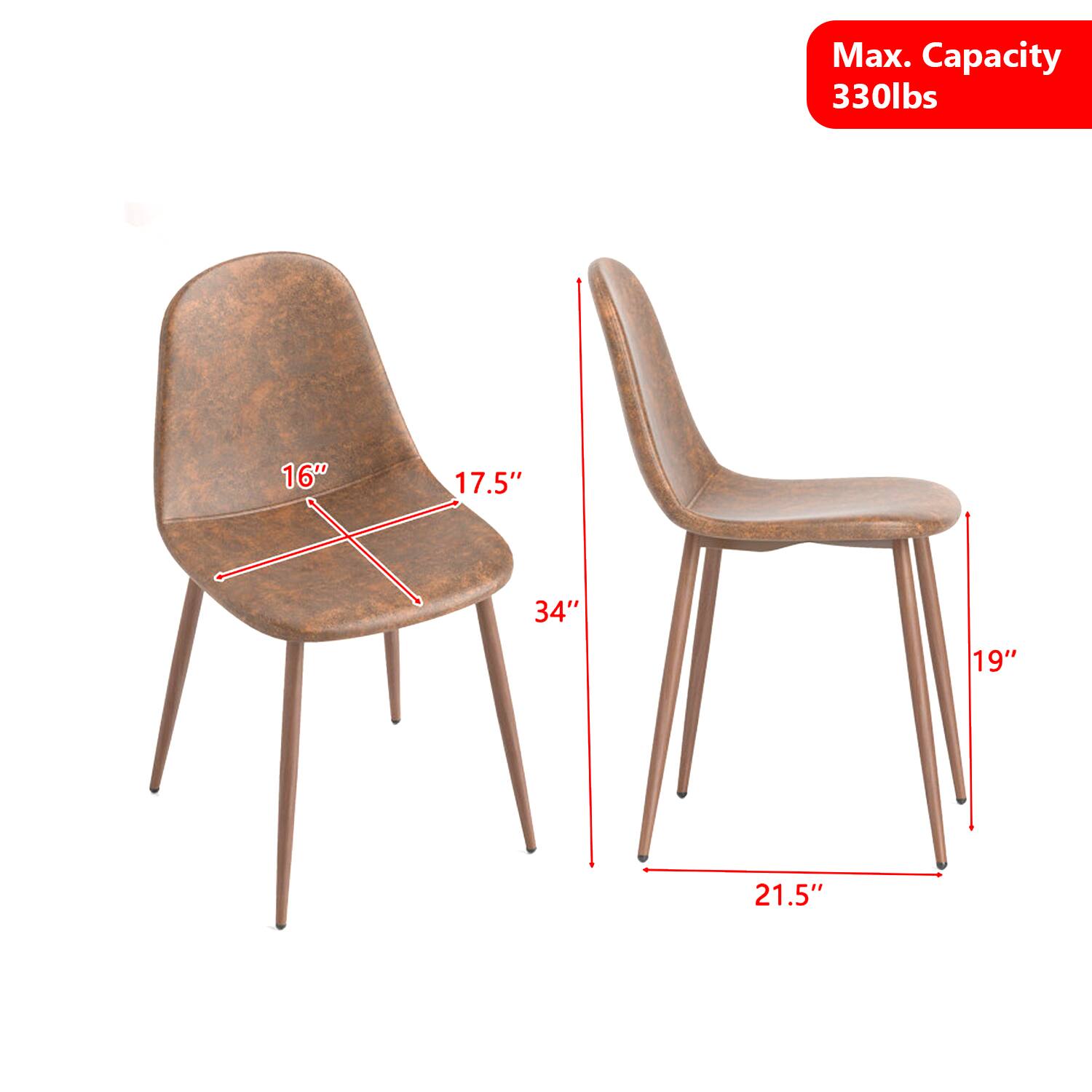 Max. Capacity 330lbs  
16" 17.5" 34" 19" 21.5"