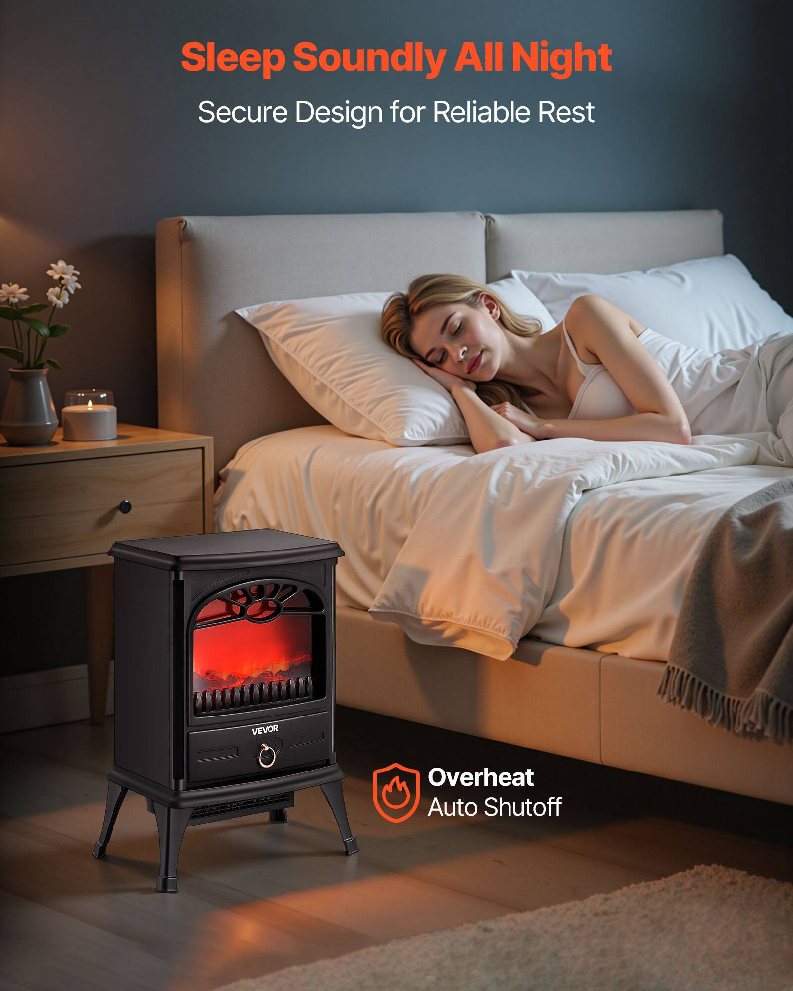 Sleep Soundly All Night  
Secure Design for Reliable Rest  

Overheat Auto Shutoff