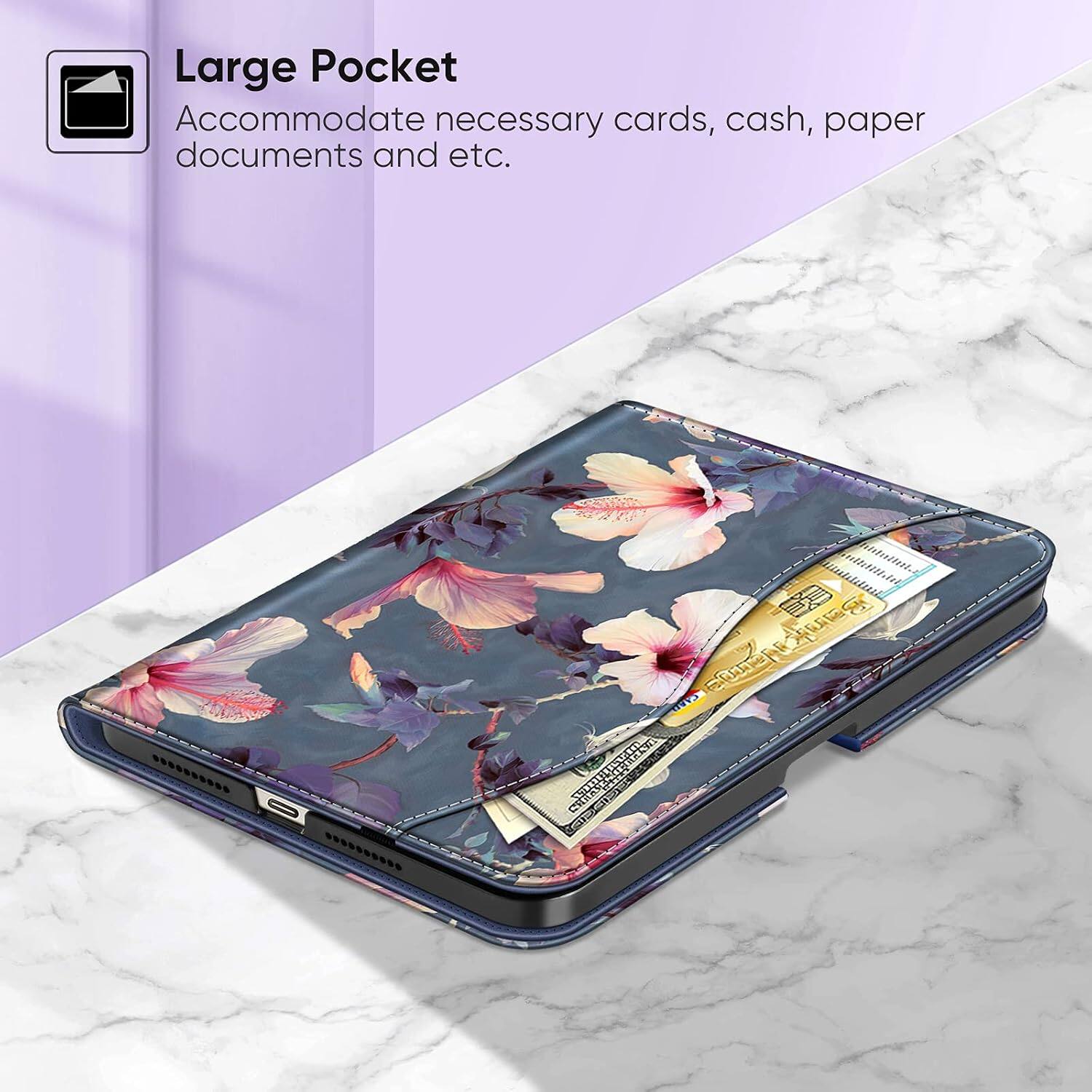Large Pocket  
Accommodate necessary cards, cash, paper documents and etc.