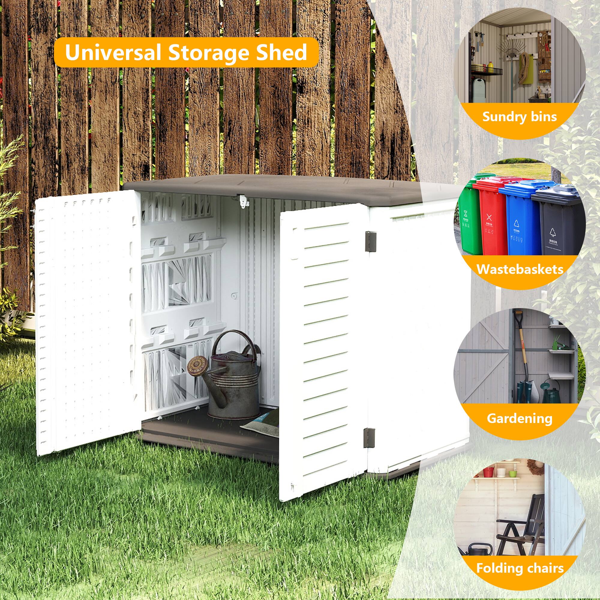 Universal Storage Shed  
- Sundry bins  
- Waste baskets  
- Gardening  
- Folding chairs
