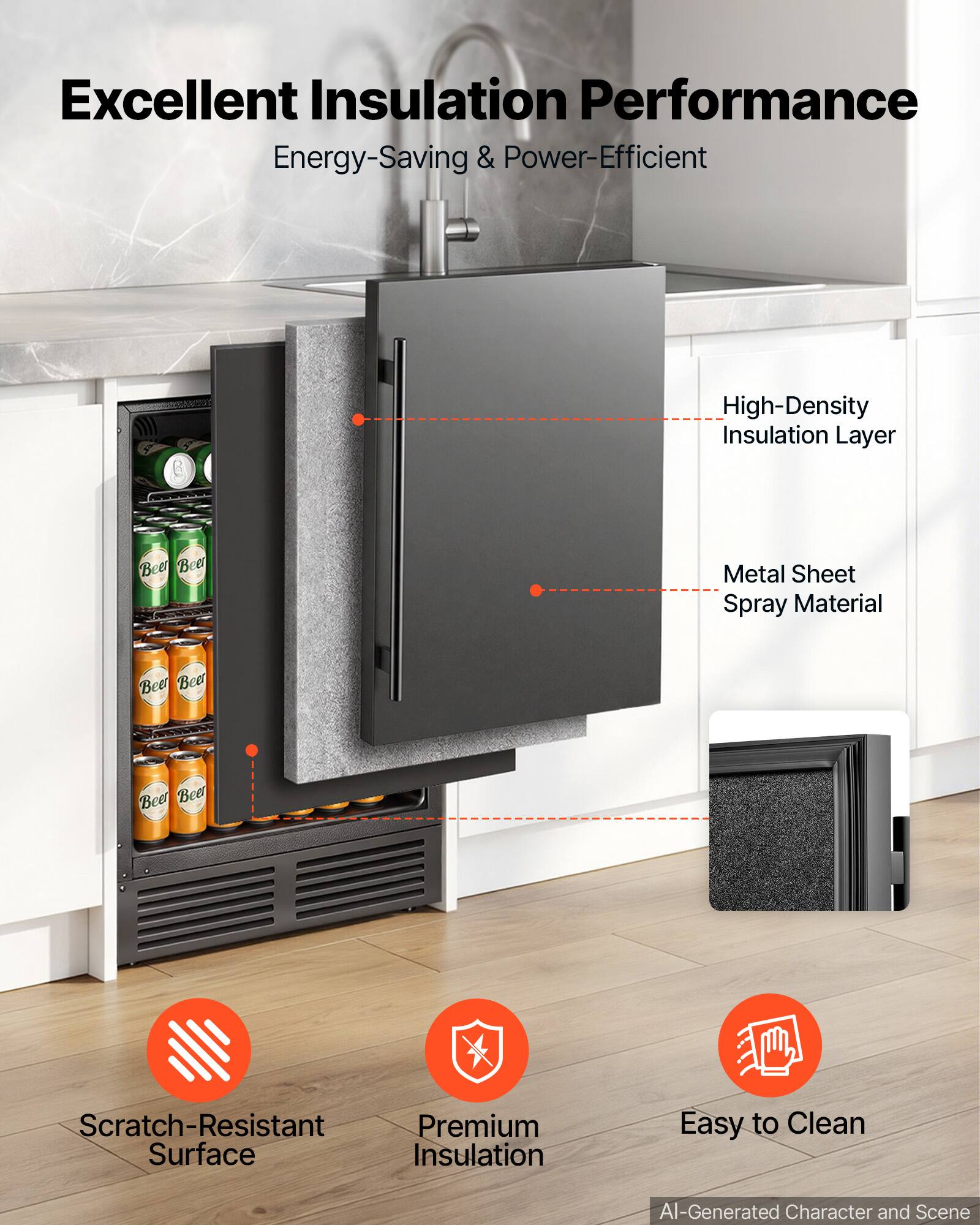 Excellent Insulation Performance  
Energy-Saving & Power-Efficient  

High-Density Insulation Layer  
Metal Sheet Spray Material  

Scratch-Resistant Premium Surface  
Easy to Clean  

AI-Generated Character and Scene