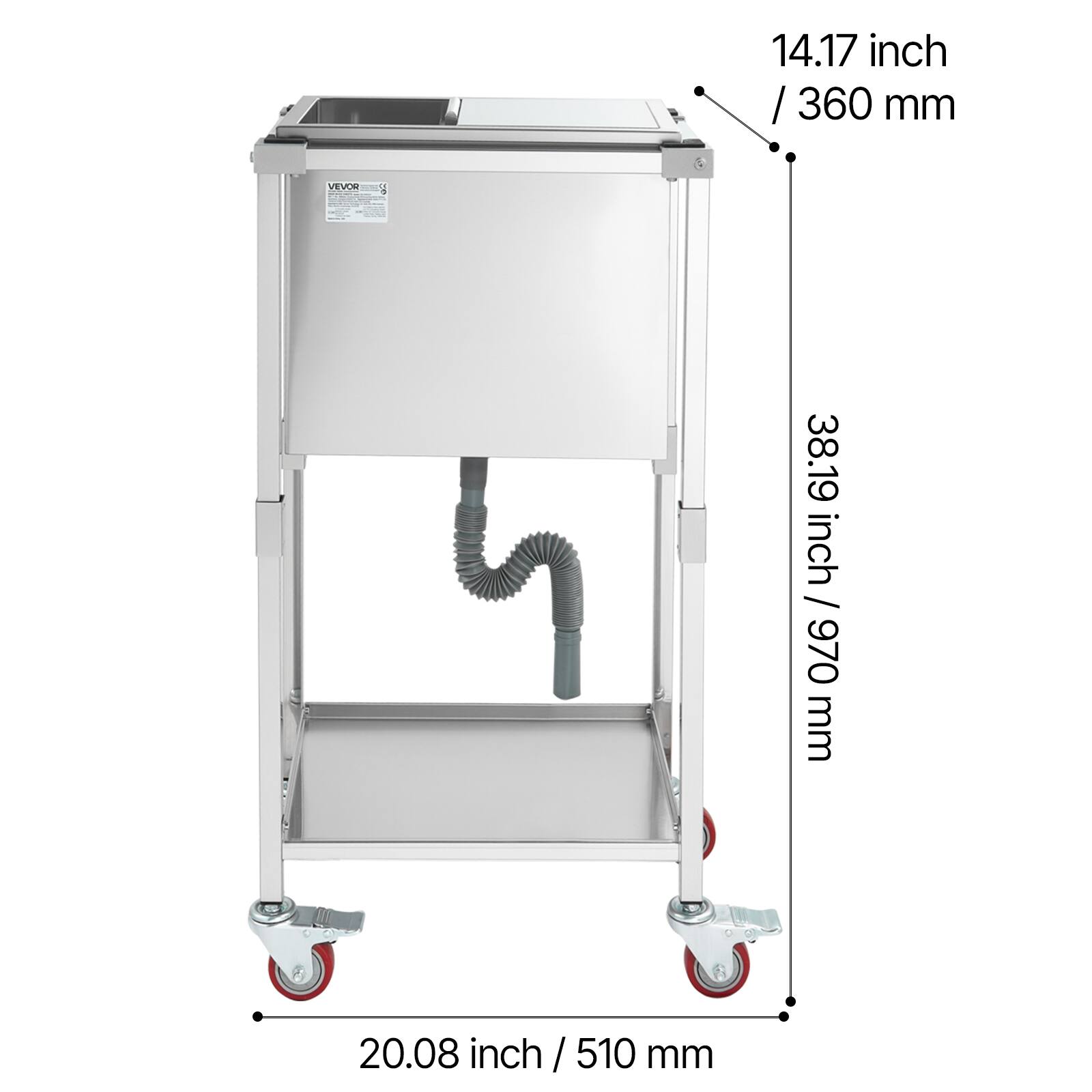 14.17 inch / 360 mm  
38.19 inch / 970 mm  
20.08 inch / 510 mm