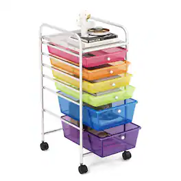 Costway - 6 Drawer Rolling Storage Cart Scrapbook Paper Office School Organizer - Multicolor