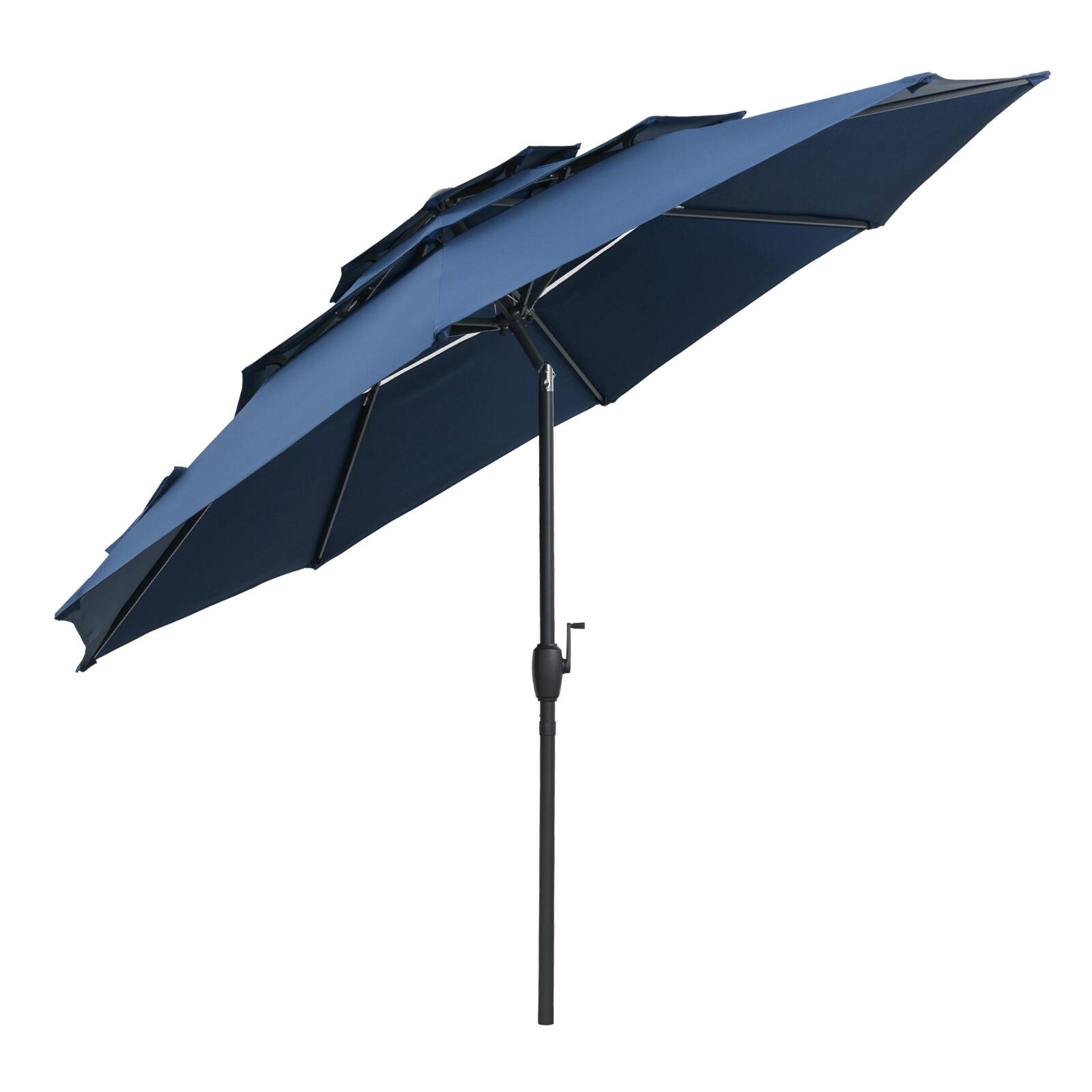 Back. SlickBlue - 3-Tier Vented Outdoor Patio Umbrella, 10-ft with Tilt Mechanism - Navy.