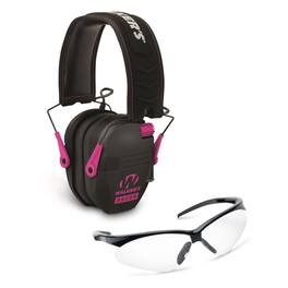 Walkers - Walker's Razor Slim Electronic Shooting Range Earmuffs & Glasses - Black/Pink