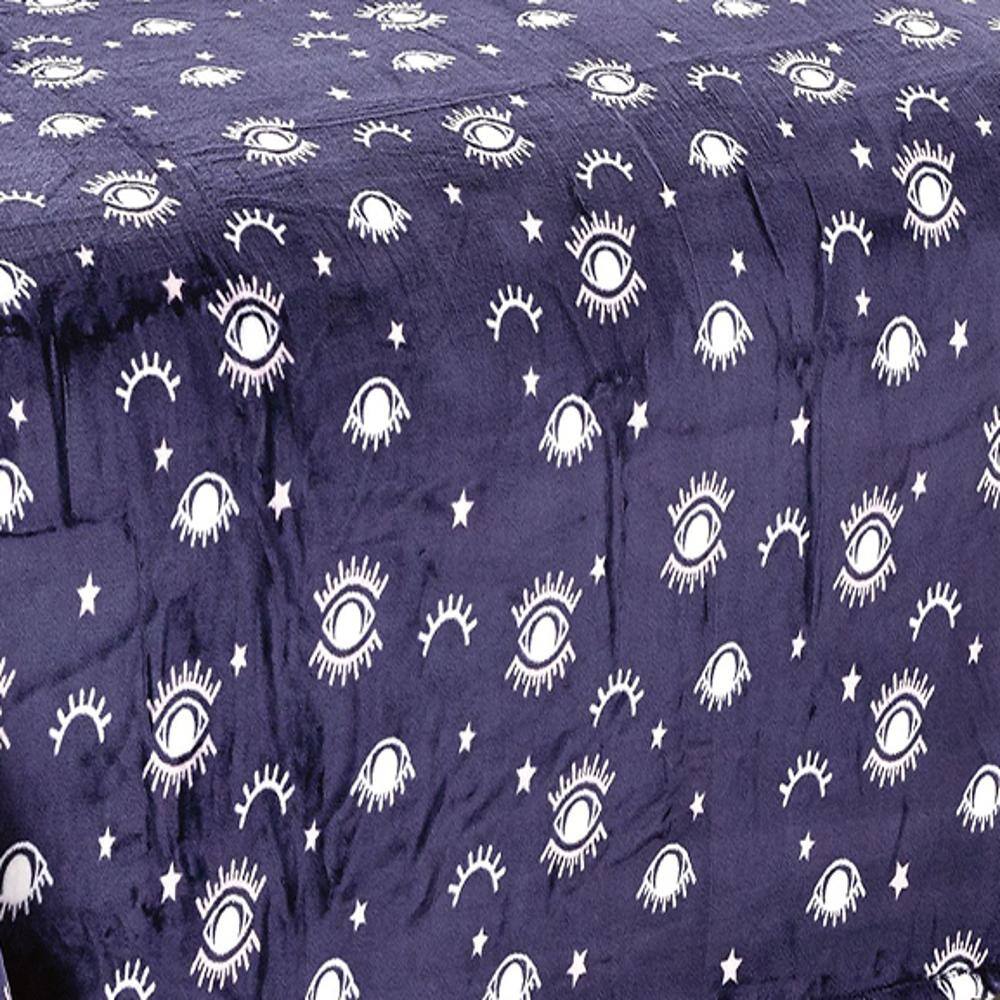 Alt View 2. Noble House - Plazatex Evil Eye Design Micro Plush All Season Blanket Queen Navy - Navy.