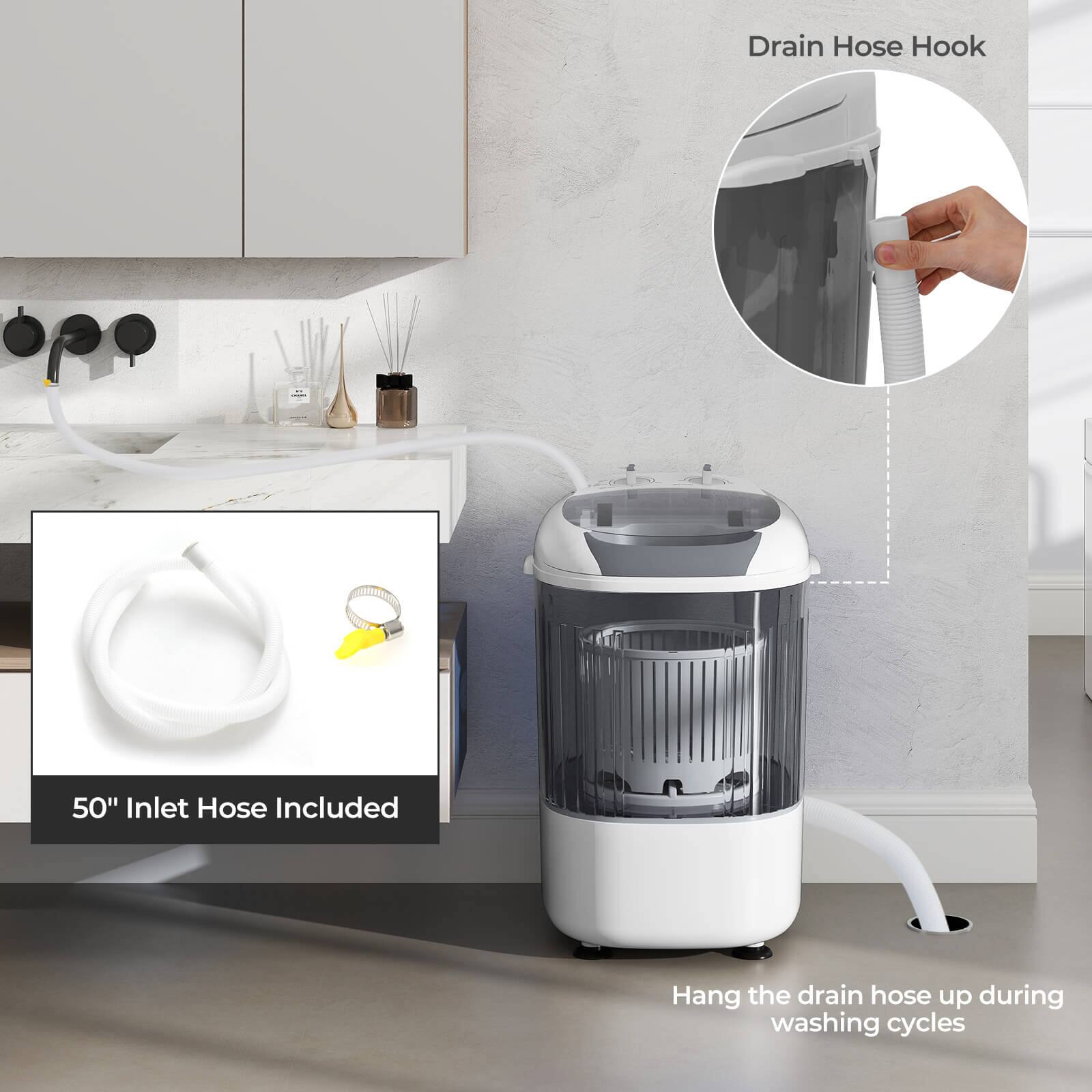 Drain Hose Hook, 50" Inlet Hose Included, Hang the drain hose up during washing cycles