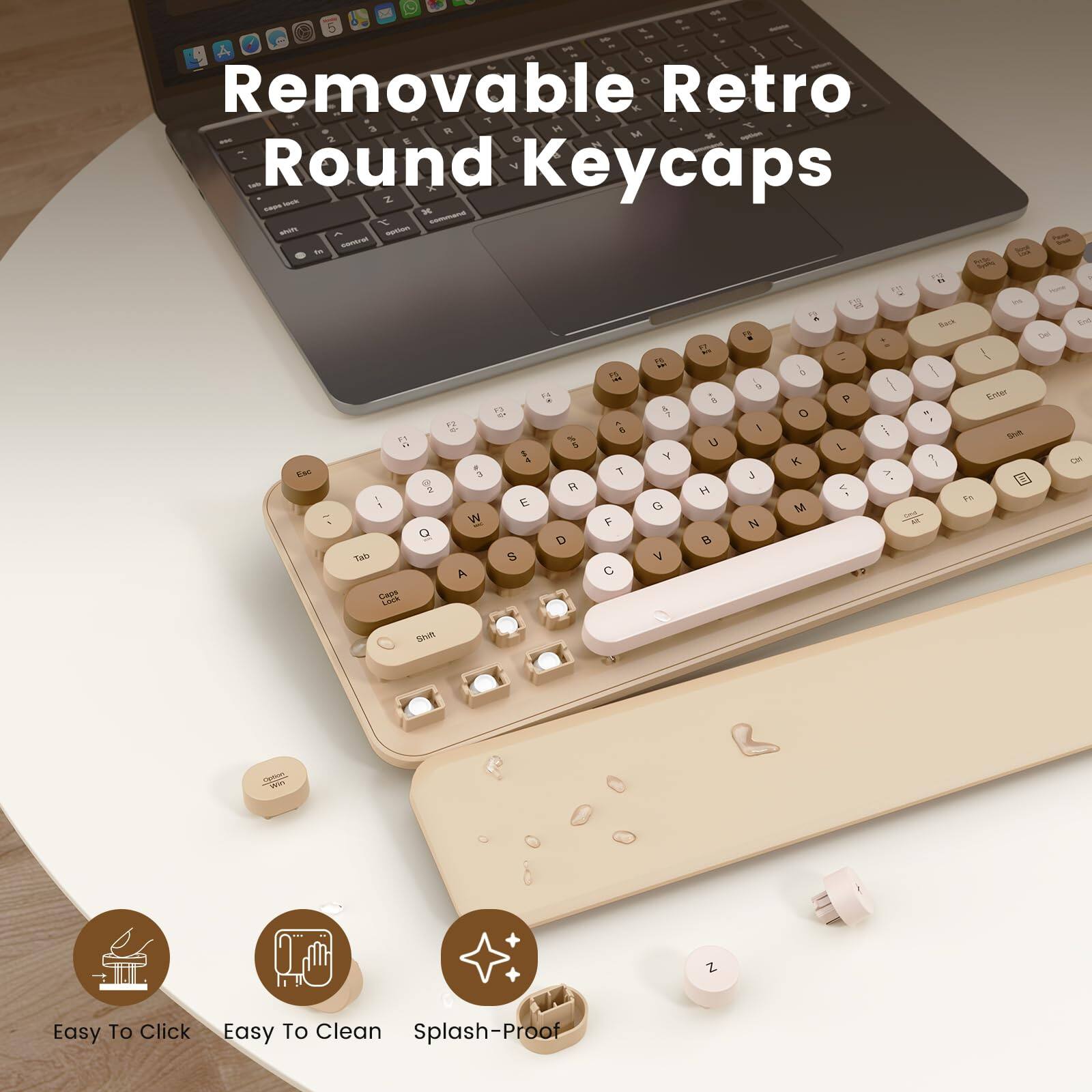 5 TO N, 0 1 9 Removable Retro 4 Y 4 D 3 R H 2 G M x - E Round Keycaps X lock Z cape x command whift option control fm

Systey
Esc
F1 " @ 2 1 O Tab Caps LOCK
F2 6- 3 W A
5 E S
% 5 R D
FS 4 3 T F C
F5 & Y G V
FT H
3 / N
5 0 M
P L

Ins Back Enter . Shit ?! Fn
Del
Ent Ctr
Shift

Easy To Click
Li Easy To Clean Splash-Proof