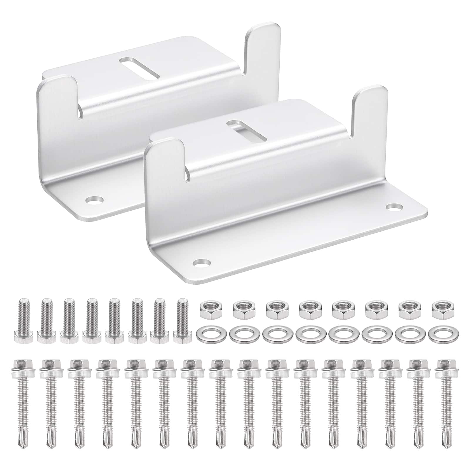 Unique Bargains - 2 Set Aluminum Solar Panel Z Bracket Mounting Kit with Screws for RV Roof/Cabin - White