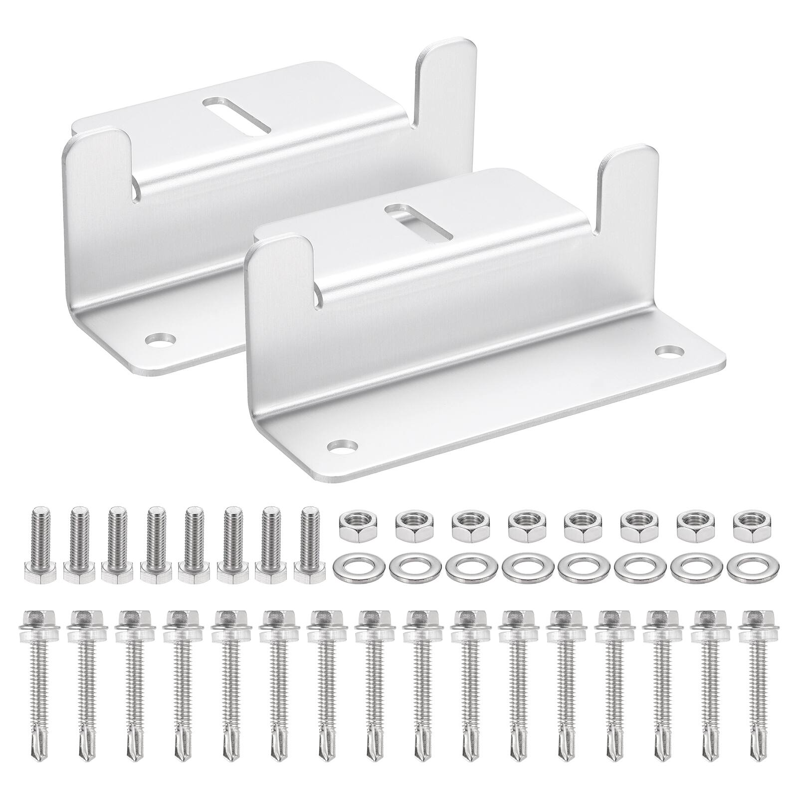 Front. Unique Bargains - 2 Set Aluminum Solar Panel Z Bracket Mounting Kit with Screws for RV Roof/Cabin, White - White.