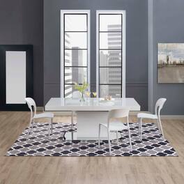 Modway - Lida Moroccan Trellis Area Rug - Charcoal and Black
