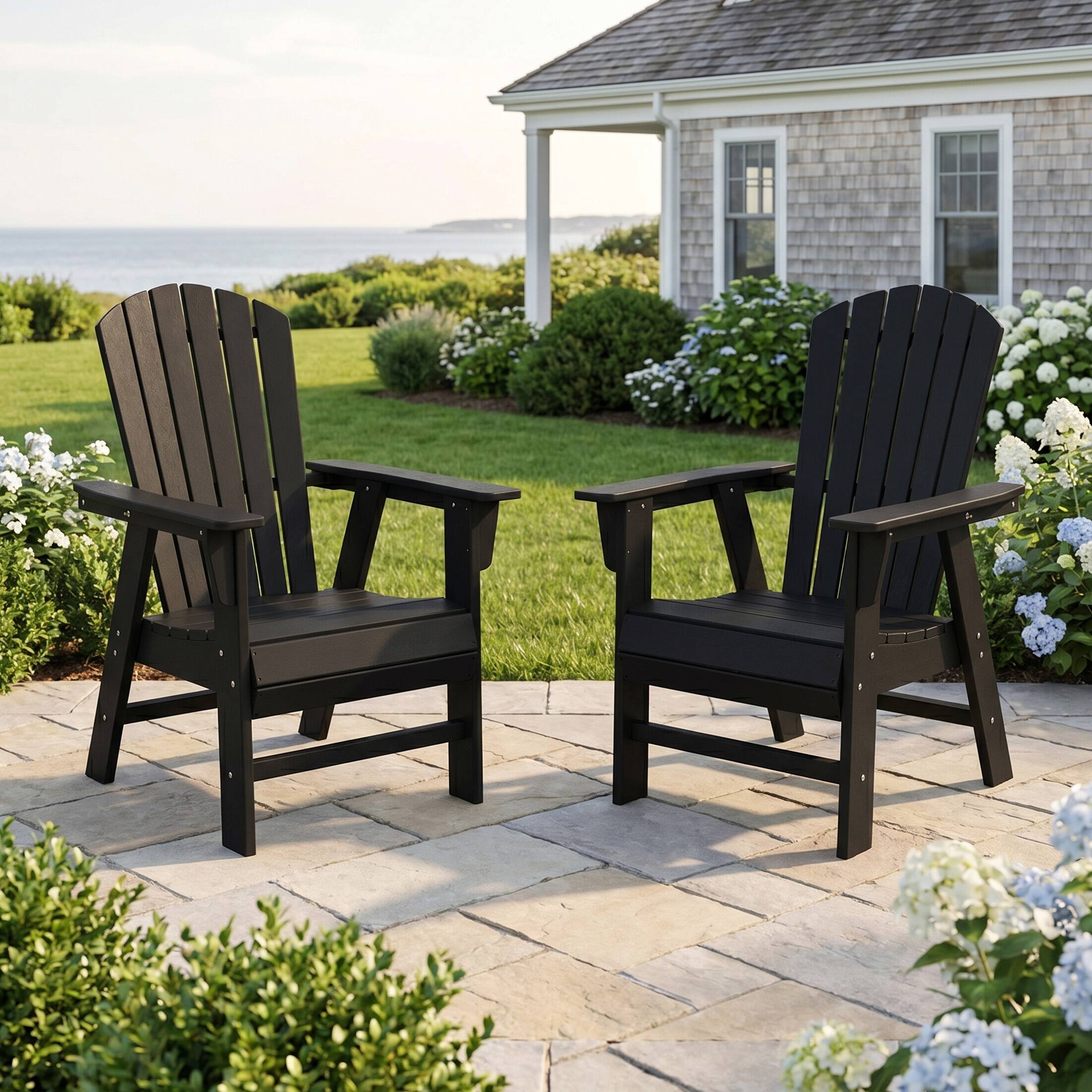Angle. WestinTrends - WestinTrends Dylan  HDPE Seashell Upright Adirondack Chair (Set of 2) - Black.