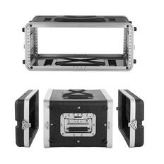 Front. VEVOR - 4U Rack Case, 14 in Depth, Server Rack Cabinet Shallow with ABS Construction, Recessed Twist Latches, Detachable Front - Black.