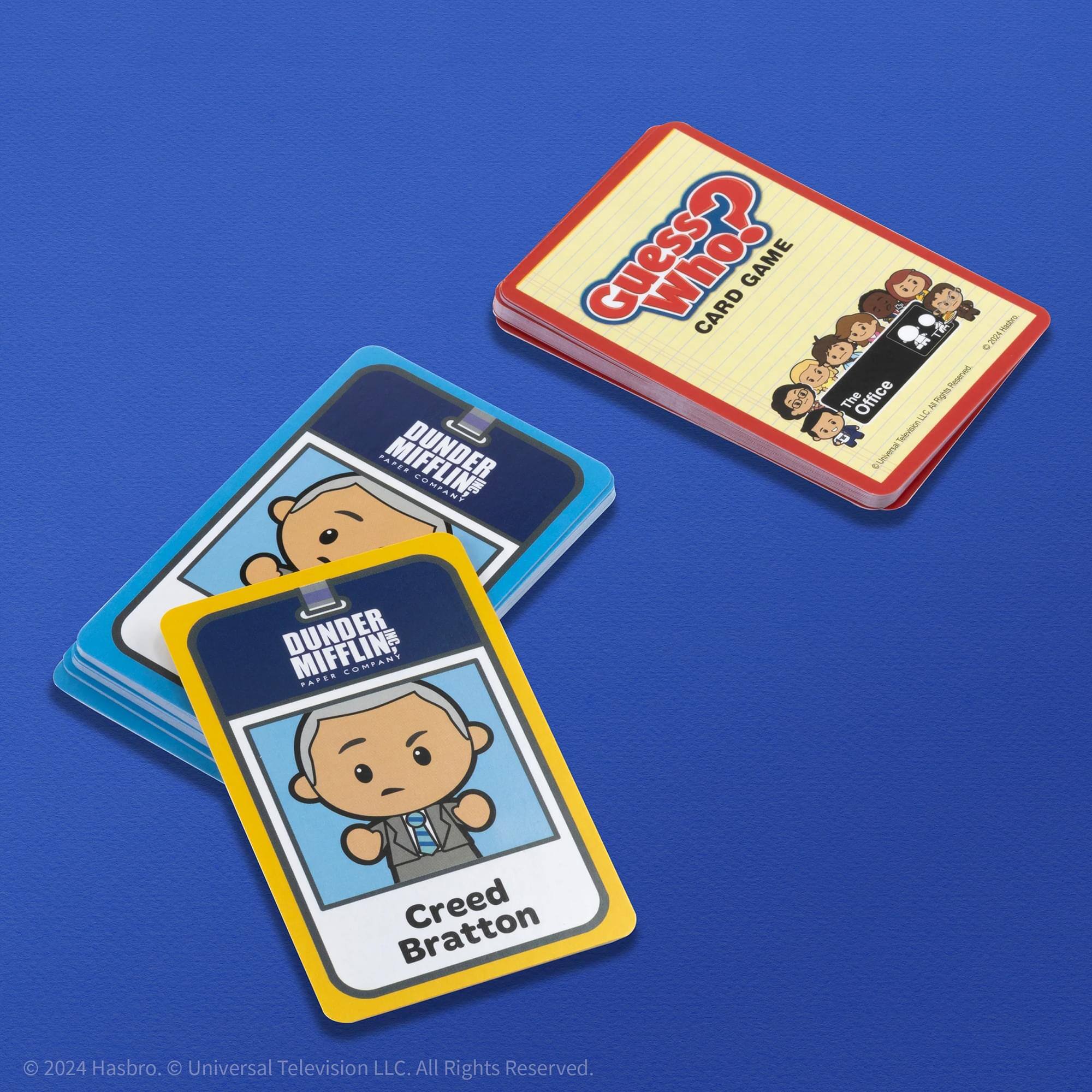Guess Who? Card Game  
The Office  
Dunder Mifflin  
Creed Bratton  
© 2024 Hasbro. Universal Television LLC. All Rights Reserved.