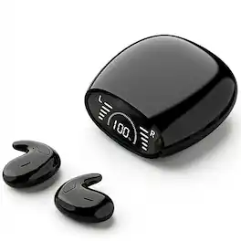 PRIMEPLUS - MD528 Ultra-Thin Invisible Bluetooth Earbuds, Lightweight, 10.4mm Slim Design, BT 5.3, LED Display, HD Voice - Black