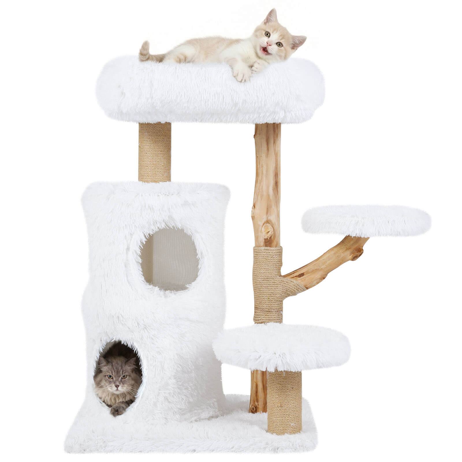 Front. Costway - Costway 30.5 Cat Tower with Real Solid Wood Branches, Scratching Posts, 2-storey Condo - HCST11604.