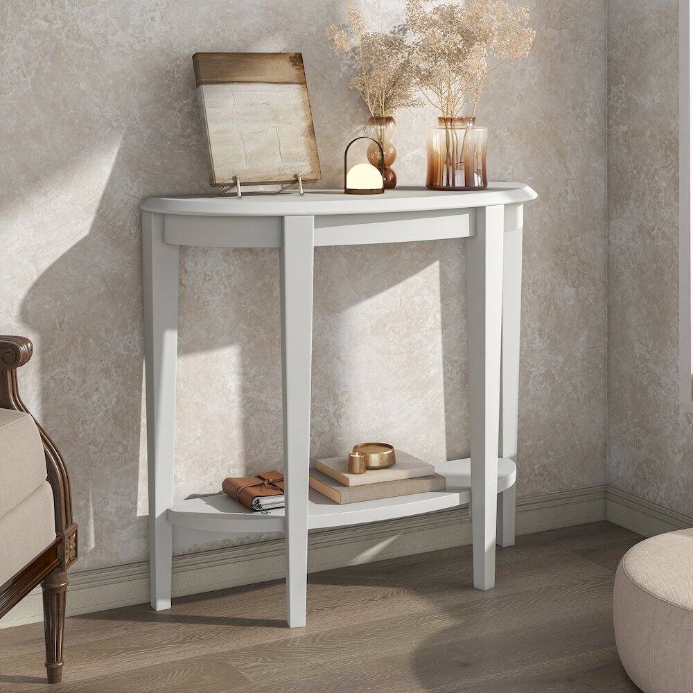 Alt View 3. Furniture of America - Eski Wood Console Table with Bottom Shelf in White - White.
