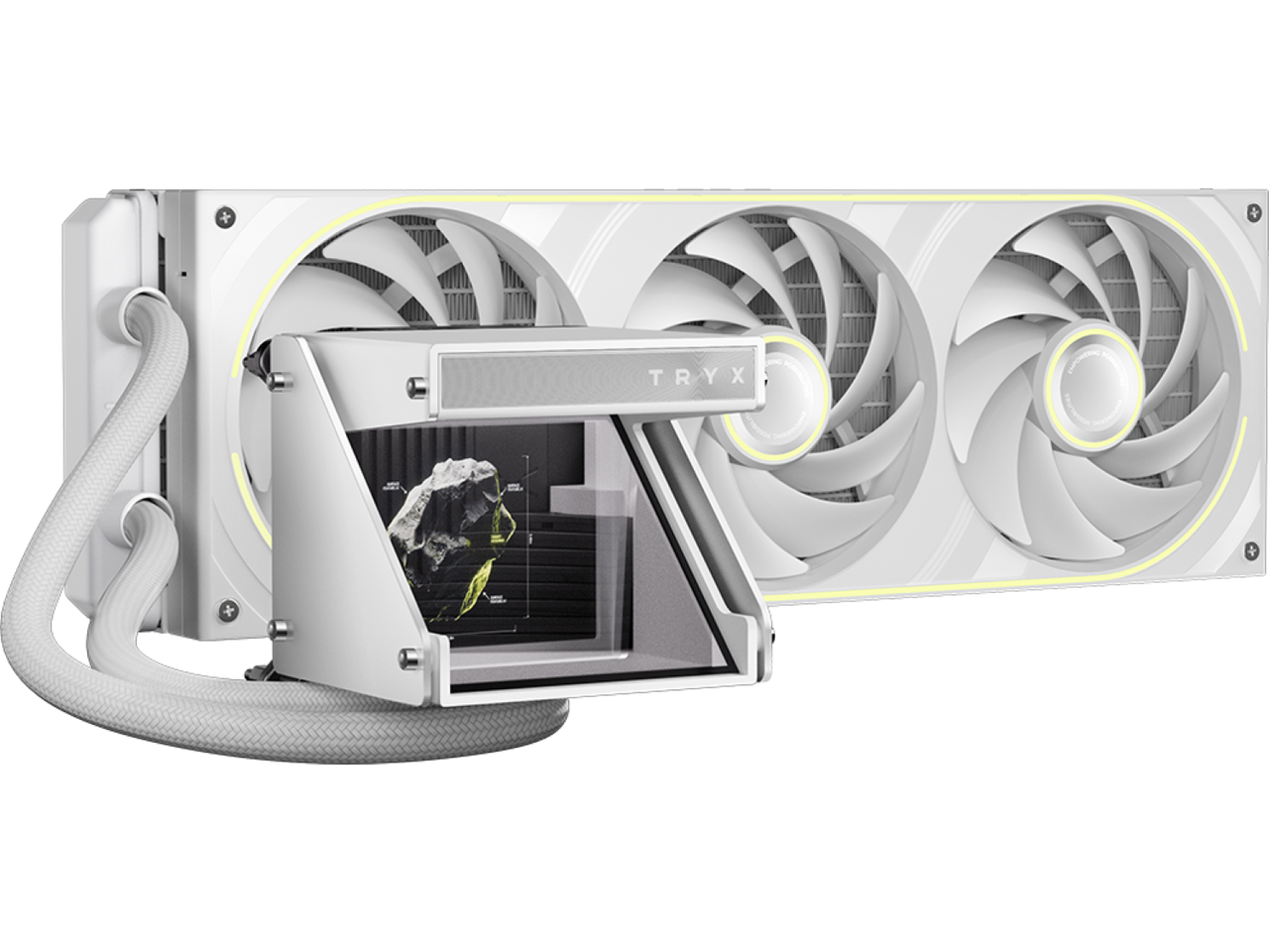 Alt View 2. TRYX - HOLO ARGB 360mm Holographic AIO Liquid Cooler - White.