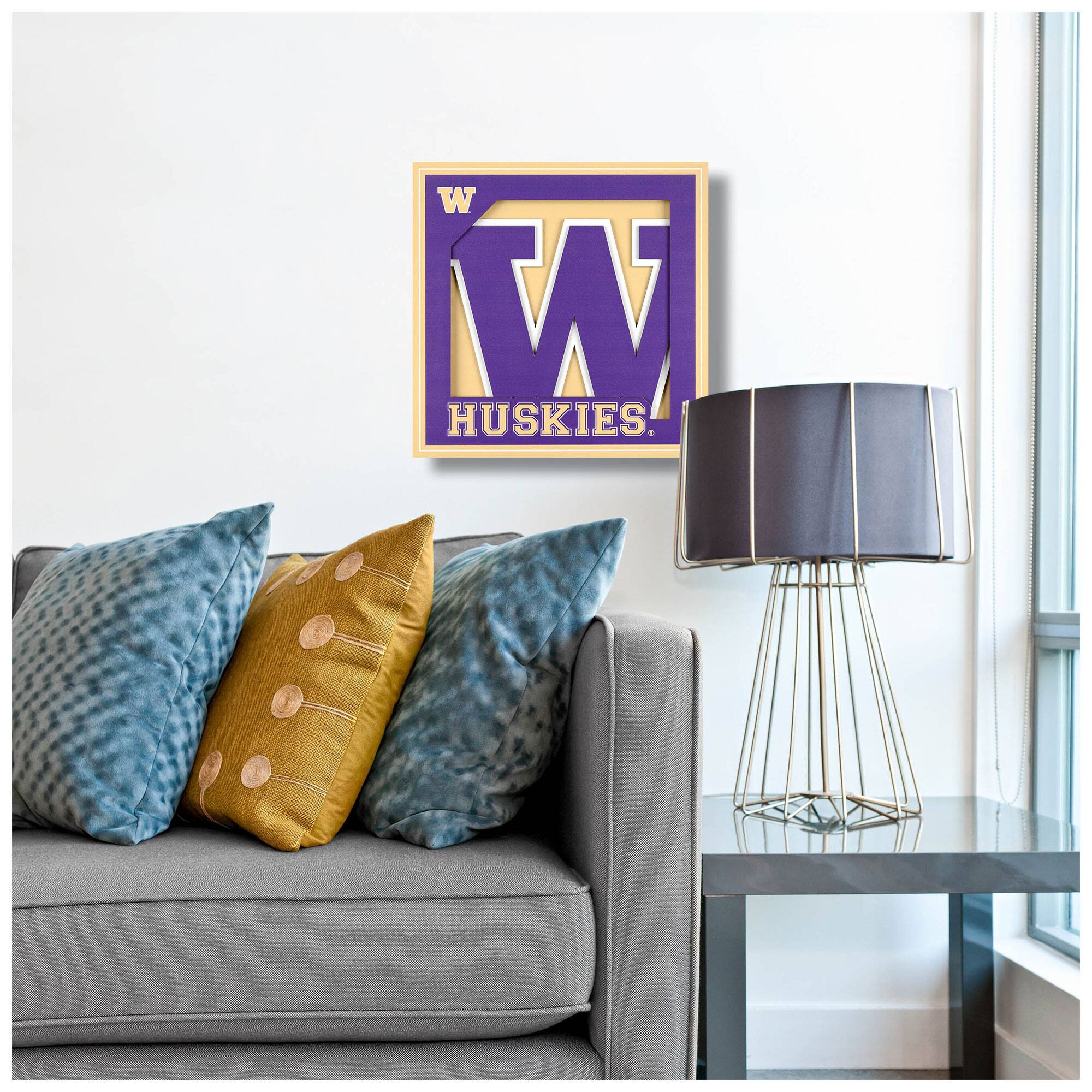 Alt View 3. YouTheFan - Washington Huskies 12'' x 12'' 3D Logo Wall Art - Multicolor.