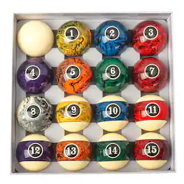 GSE Games & Sports Expert - 2 1/4-Inch Dark Marble Swirl Professional Regulation Size Billiards Pool Balls Set, Standard Ball Set - Standard Style