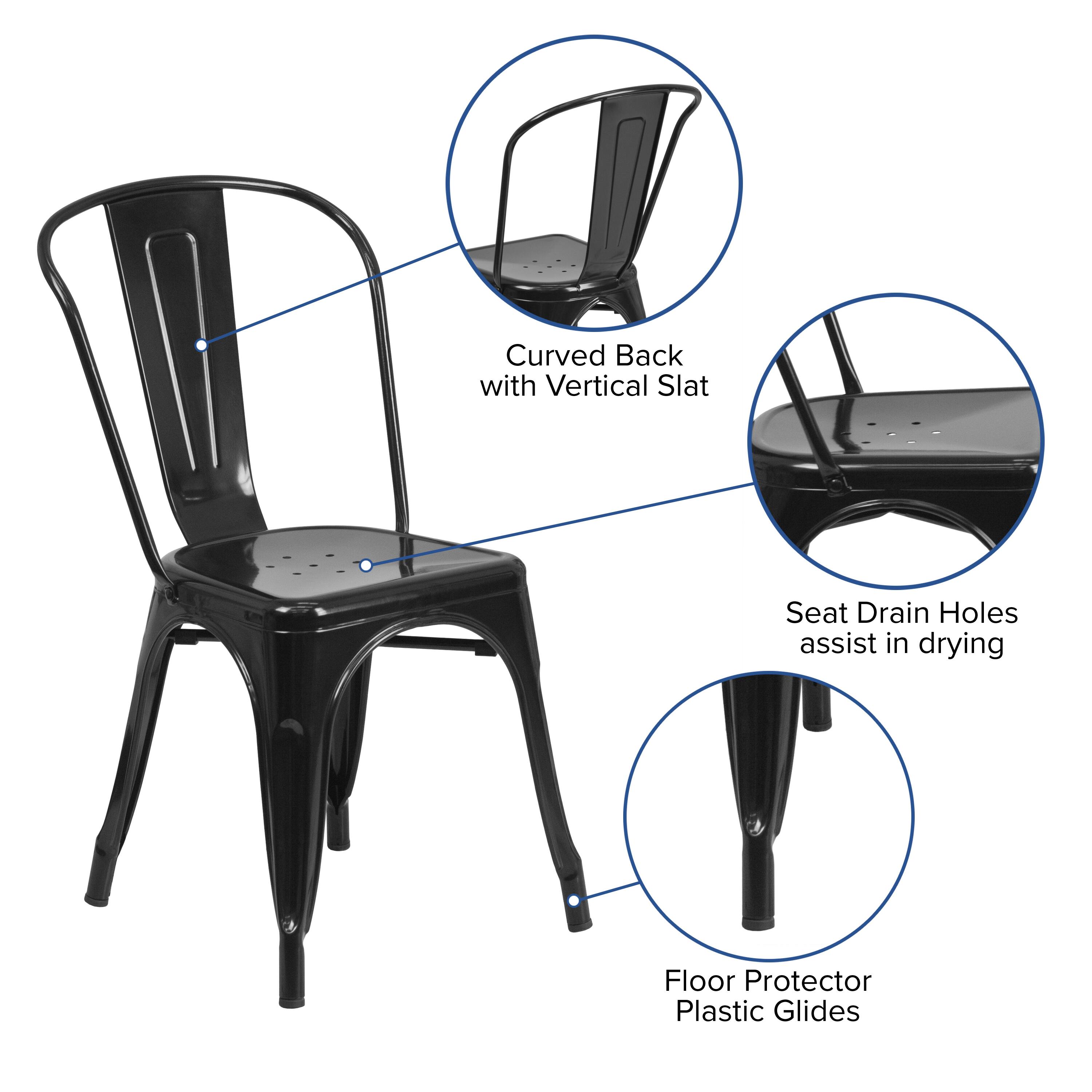 Curved Back with Vertical Slat Seat Drain Holes assist in drying Floor Protector Plastic Glides