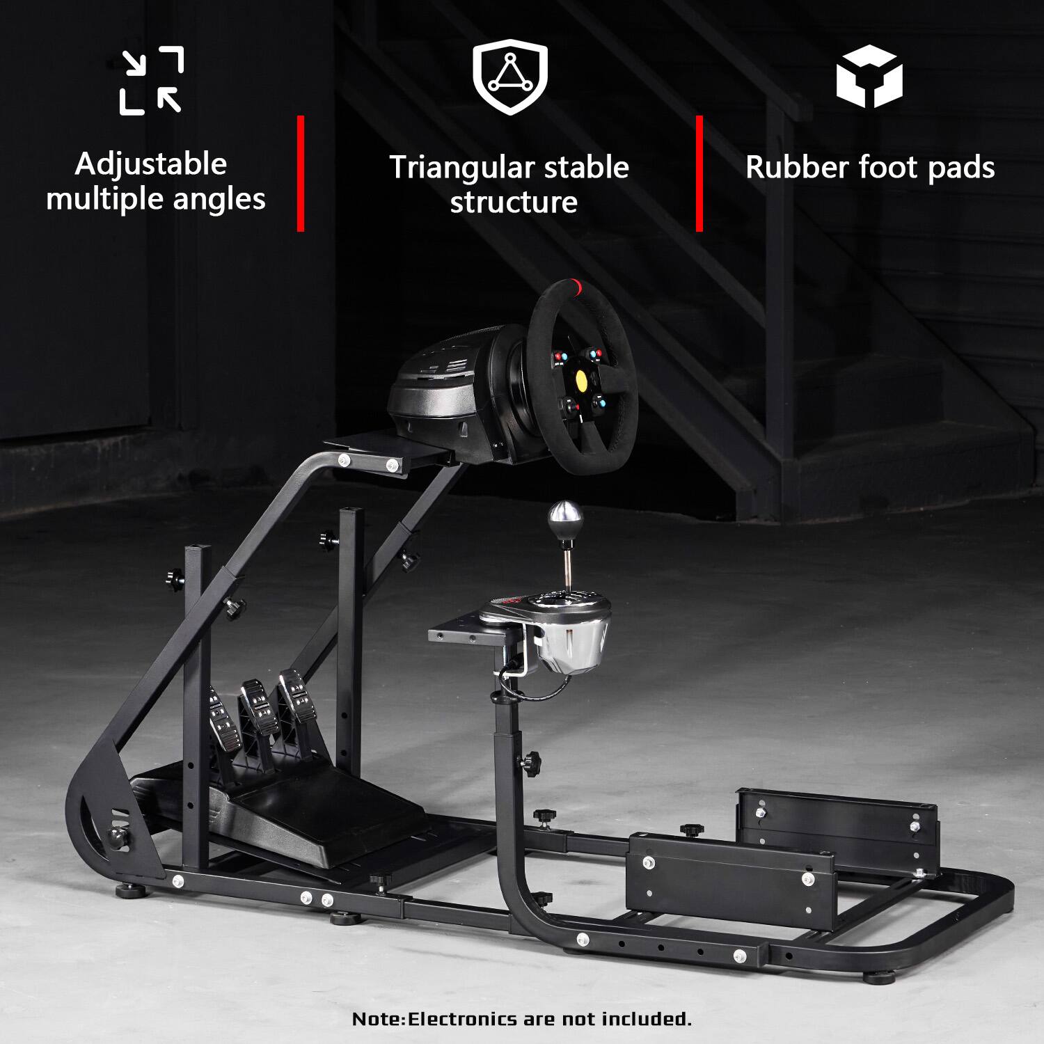 7 LR
Adjustable multiple angles
Triangular stable structure
Rubber foot pads
Note: Electronics are not included.