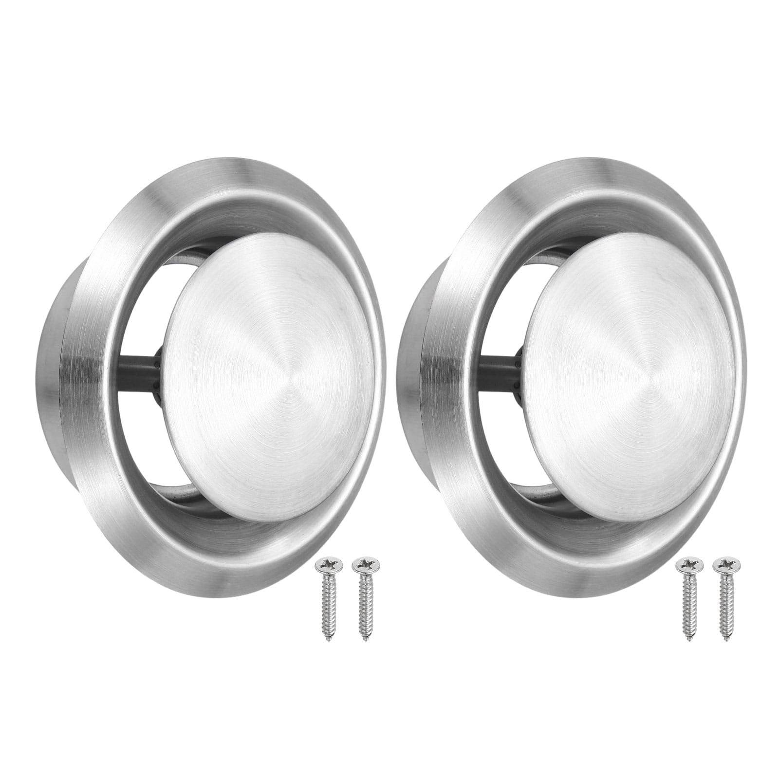 "Unique Bargains - 2Set 4"" Round Ceiling Diffuser, 304 Stainless Steel Adjustable Wall Air Vent Diffuser Duct Cover Exhaust Supply - Silver" price history on PriceWatchPro