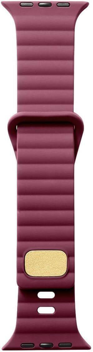 Left. Worryfree Gadgets - Worryfree Gadgets Silicone Sports Band for Apple Watch 42/44/45/49mm, Deep Red - Deep Red.