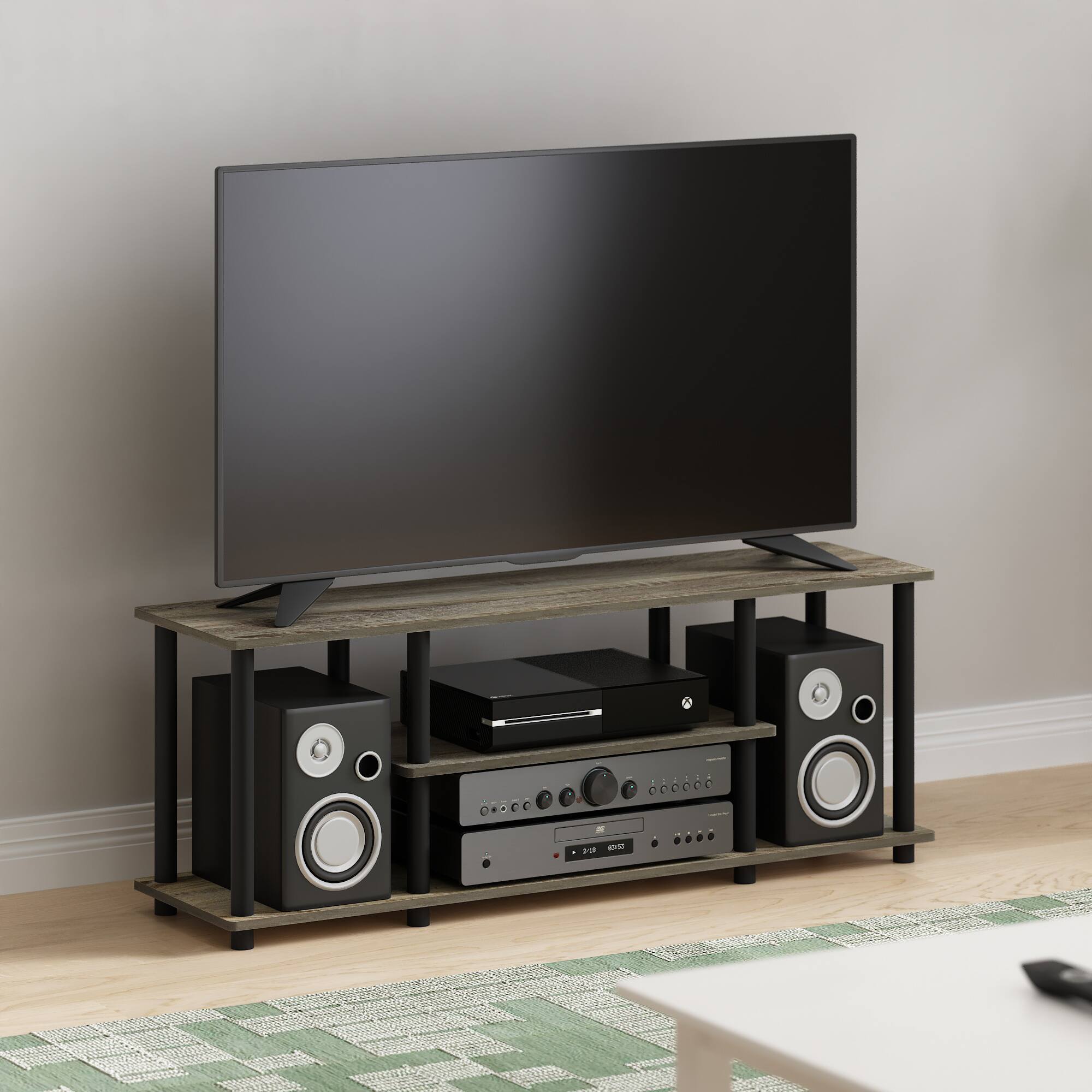 Alt View 3. Furinno - Turn-N-Tube No Tools 3-Tier Entertainment TV Stands - French Oak.