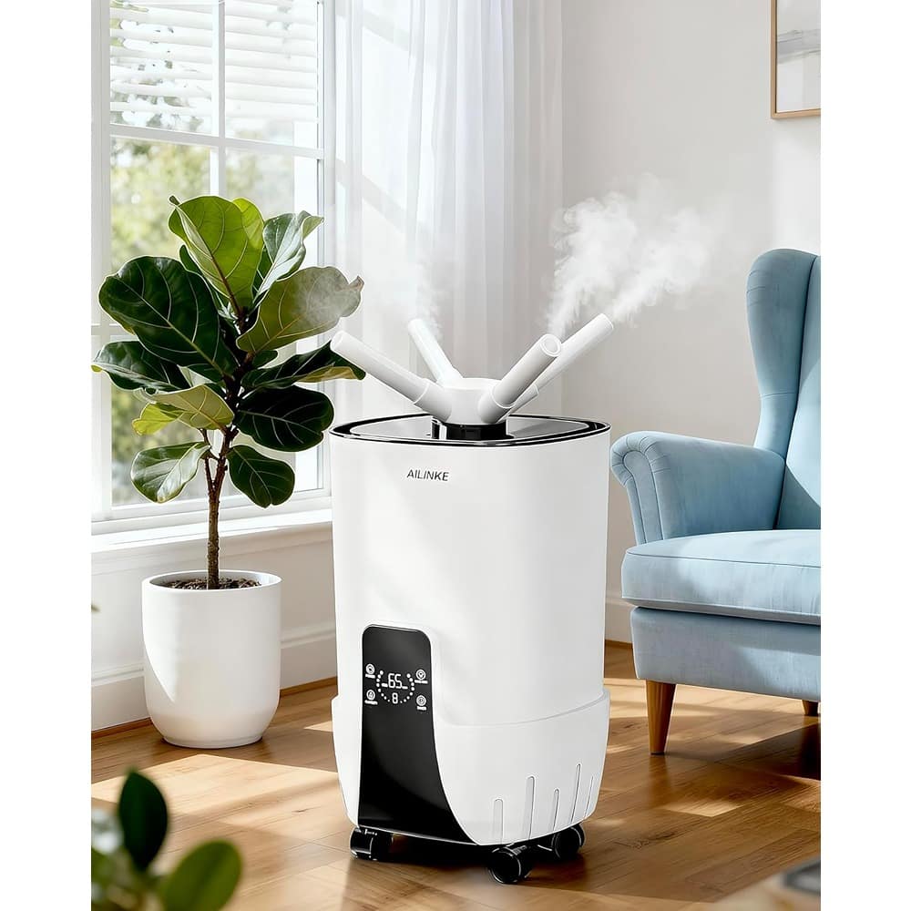 MOSZAR LLC - Large 16L Humidifier, 2000 sq.ft, Top Fill, Cool Mist, 360° Nozzle, White