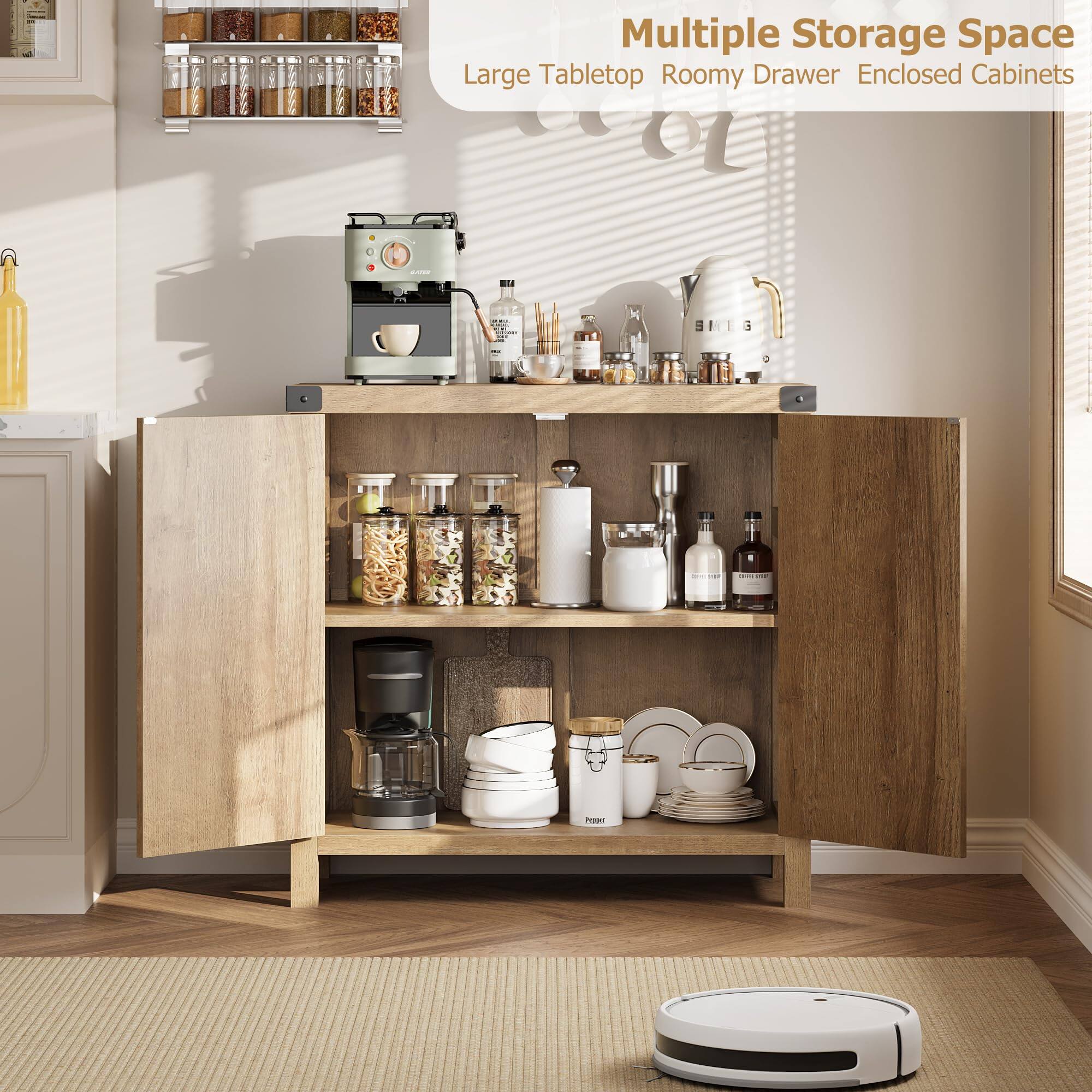 Multiple Storage Space  
Large Tabletop  
Roomy Drawer  
Enclosed Cabinets