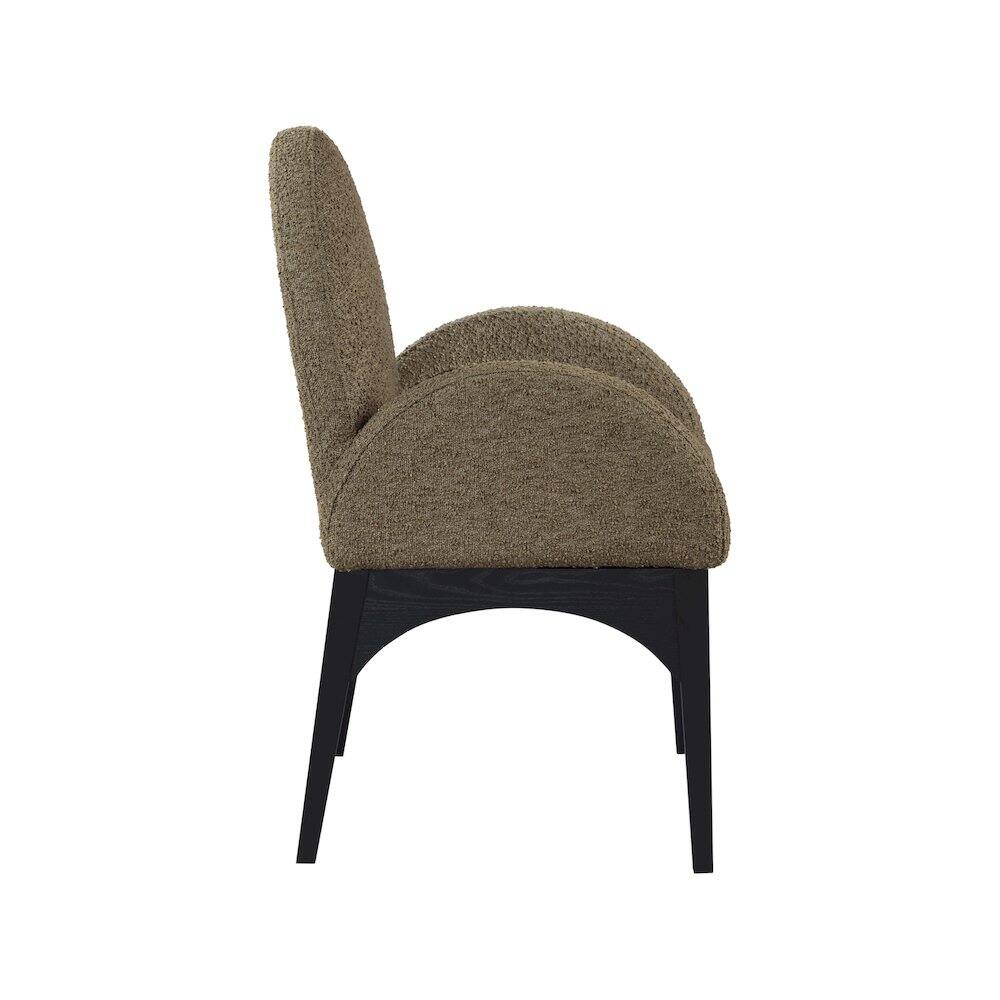 Alt View 3. Meridian Furniture - Waldorf Olive Boucle Fabric Dining Chair - Green.