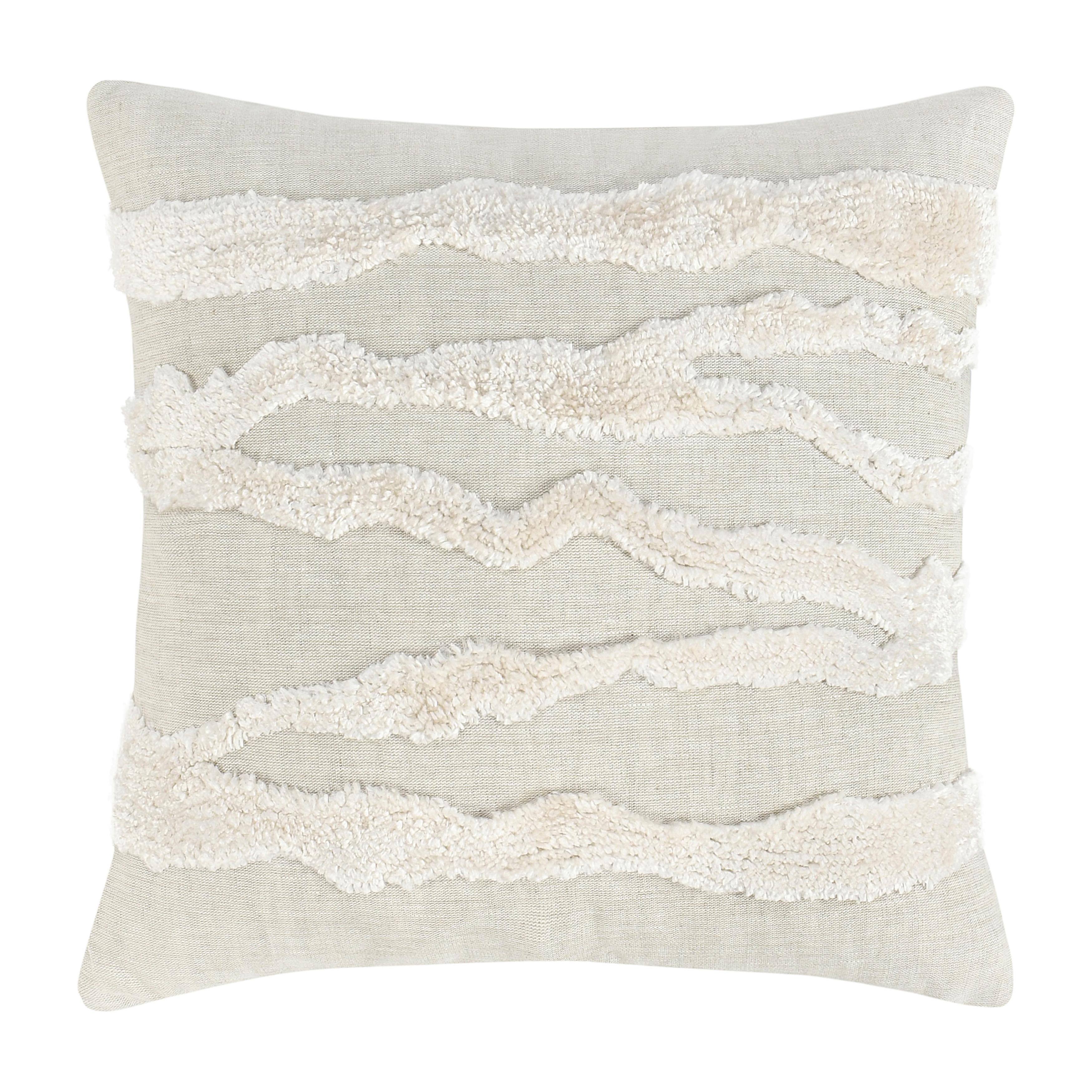 Front. Manhattan Lane - Poll Square Accent Throw Pillow, 22 Inch  and  Belgian Linen - Ivory, White.