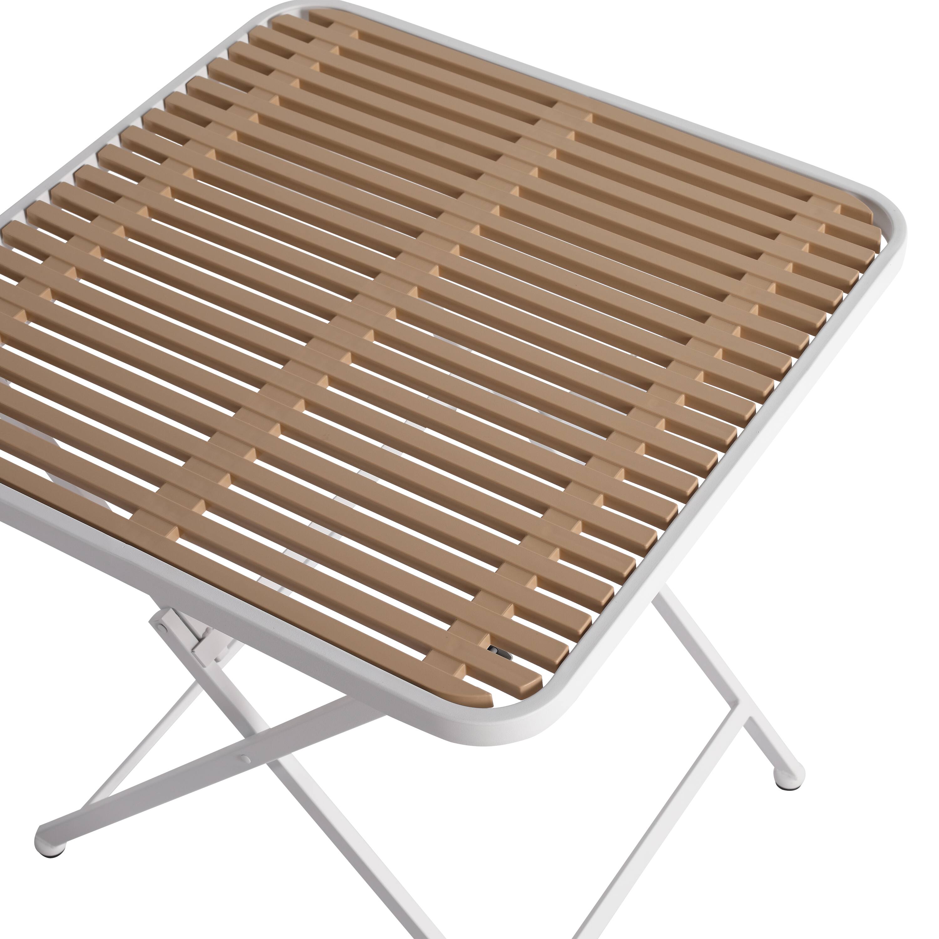 Alt View 6. Mondawe - Modern Folding Square Table, Polypropylene Tabletop with Metal Legs - khaki+White.