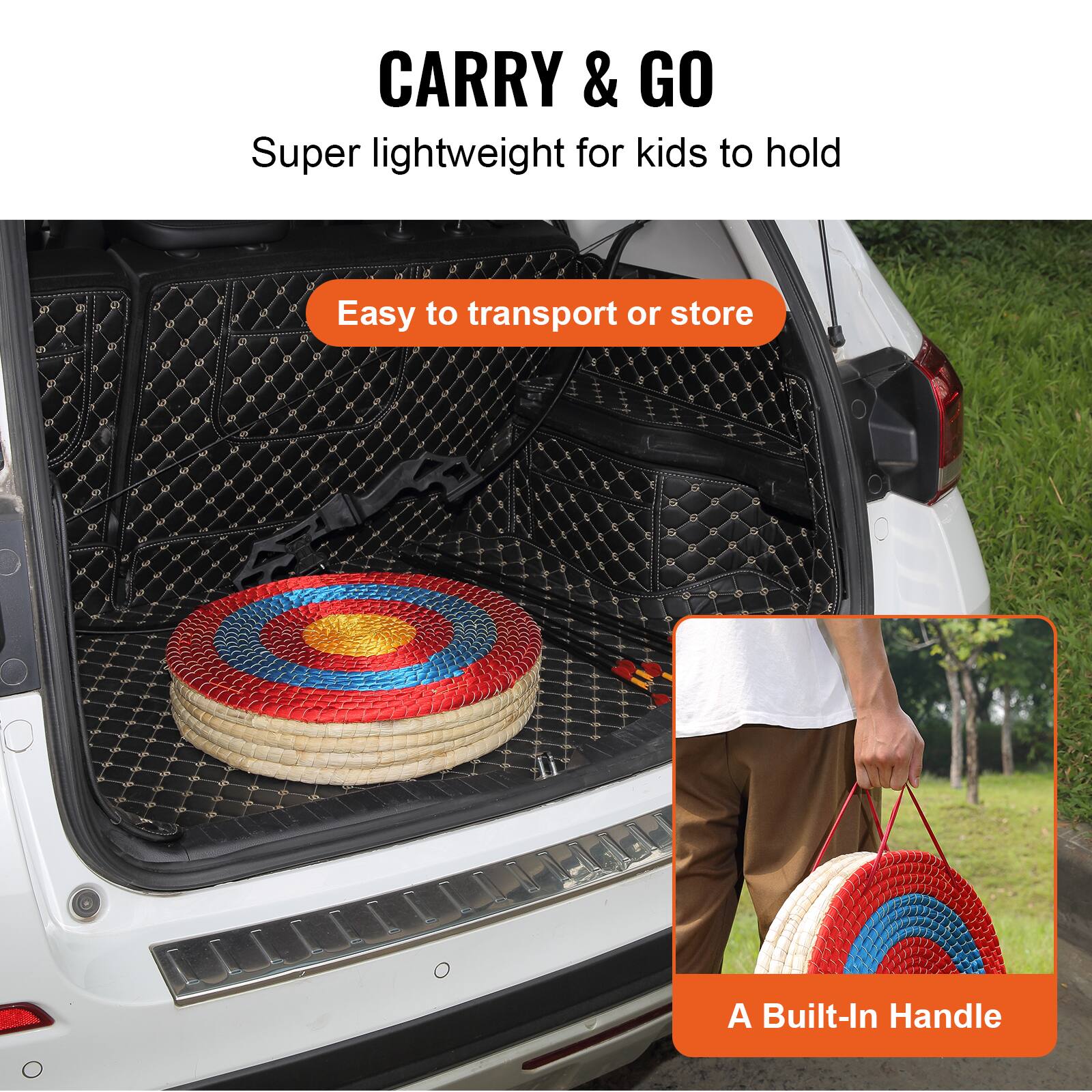 CARRY & GO  
Super lightweight for kids to hold  

Easy to transport or store  

A Built-In Handle