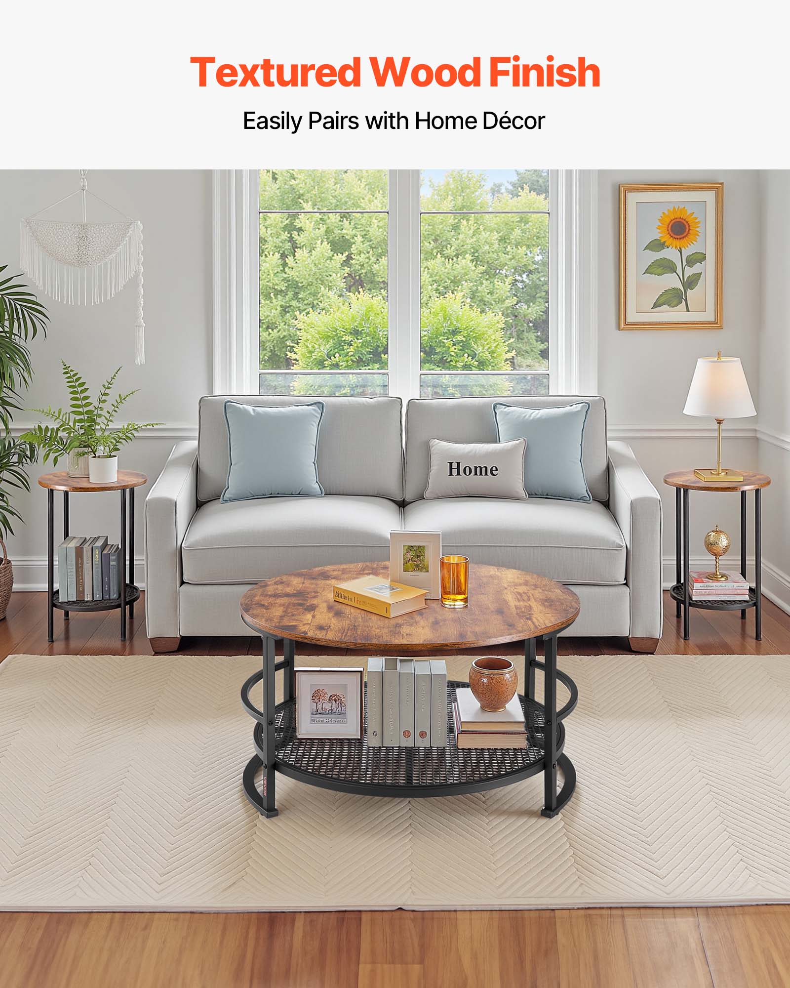 Textured Wood Finish, Easily Pairs with Home Décor, Home Wiris E