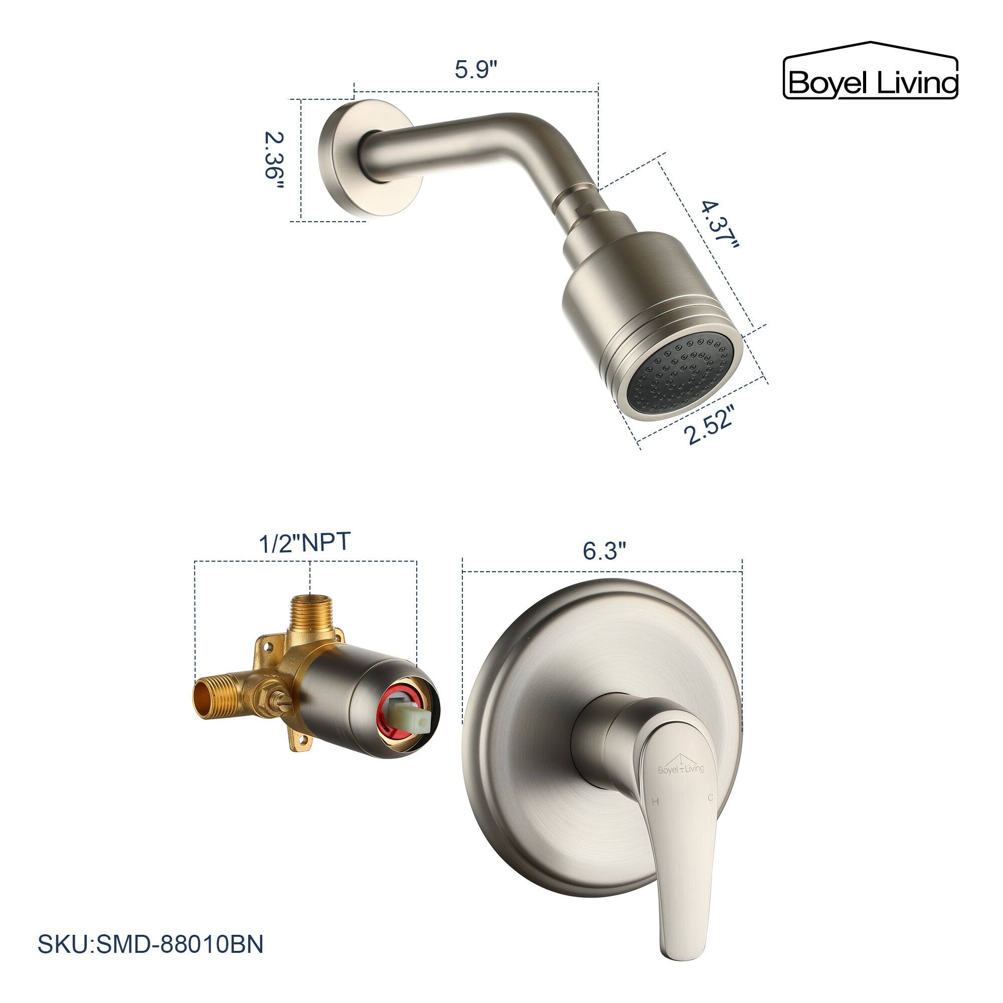 Boyel Living, 1/2"NPT, SKU:SMD-88010BN, 2.36", 5.9", 4.37", 2.52", 6.3"
