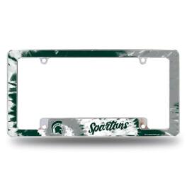 Rico Industries - Michigan State Spartans Chrome Metal License Plate Frame with Bold Tie Dye Design - Multi