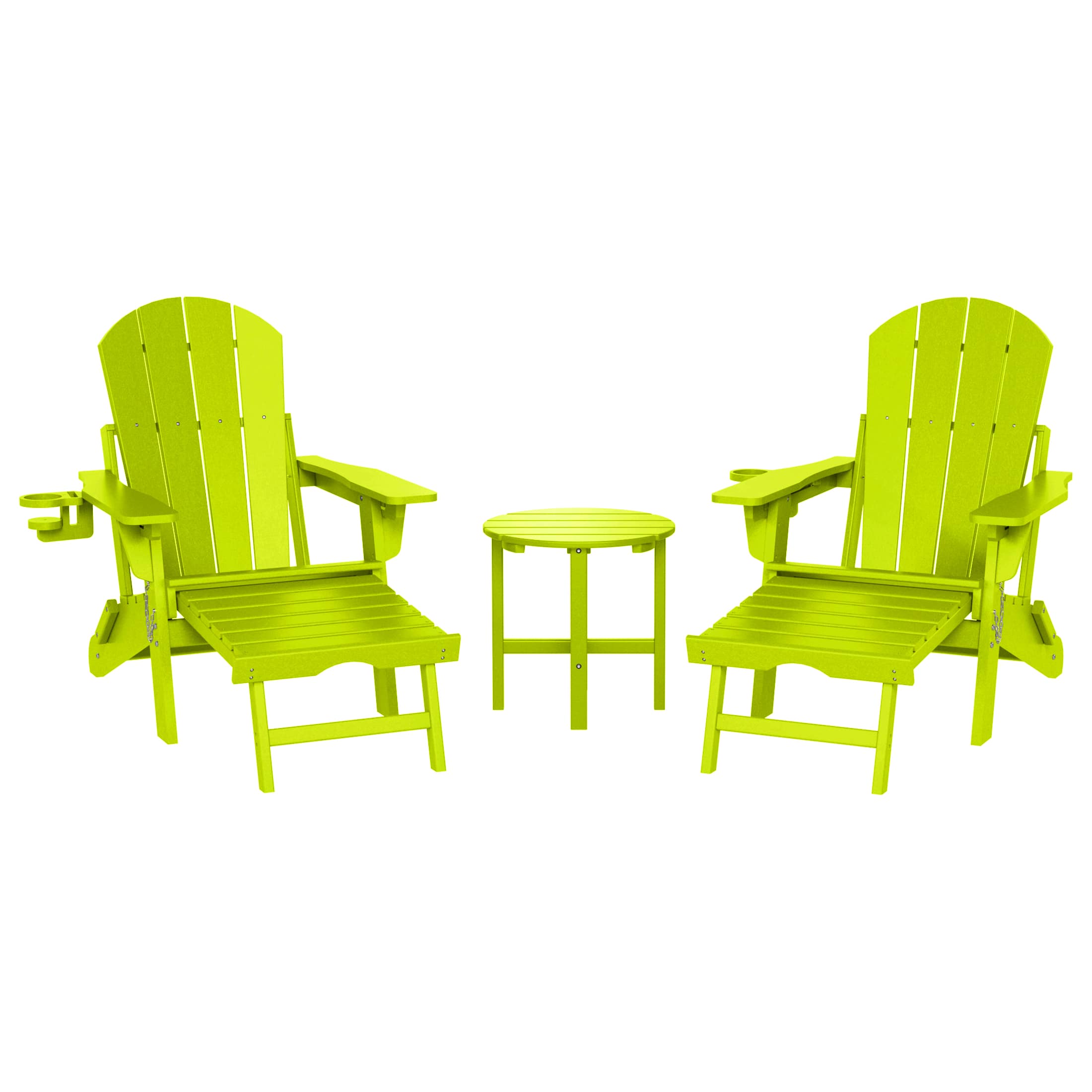 WestinTrends - Malibu 3-Piece Outdoor Folding Adjustable Adirondack Chair with Cup Holder & Side Table - Lime price history on PriceWatchPro