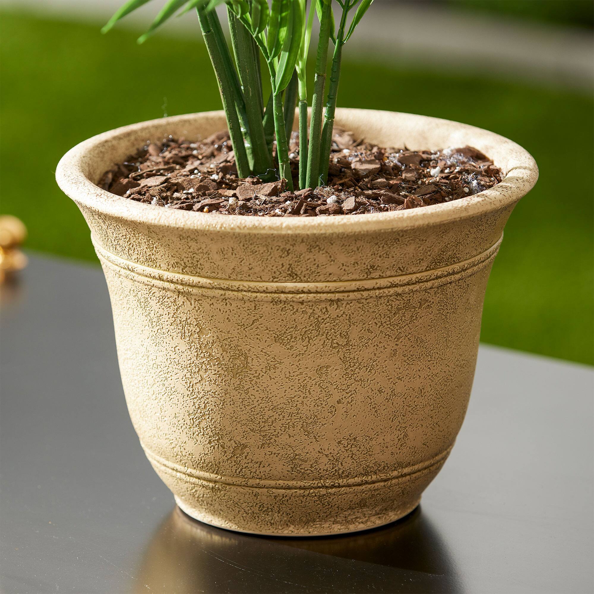 Alt View 2. The HC Companies - HC Companies Sierra 10 Inch Round Garden Planter Pot, Arizona Sand (4 Pack).