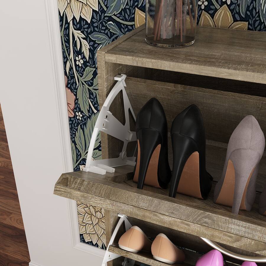 Rustic Flip Shoe Rack Famapy Shoe Cabinet Flip Down Racks Rustic Style Multi Tiered Storage ...