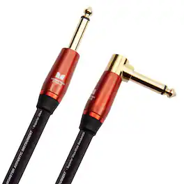 Monster - Prolink Acoustic Instrument Cable 21 ft Right Angle to Straight Low-Capacitance Shielded Braided Cable - Black