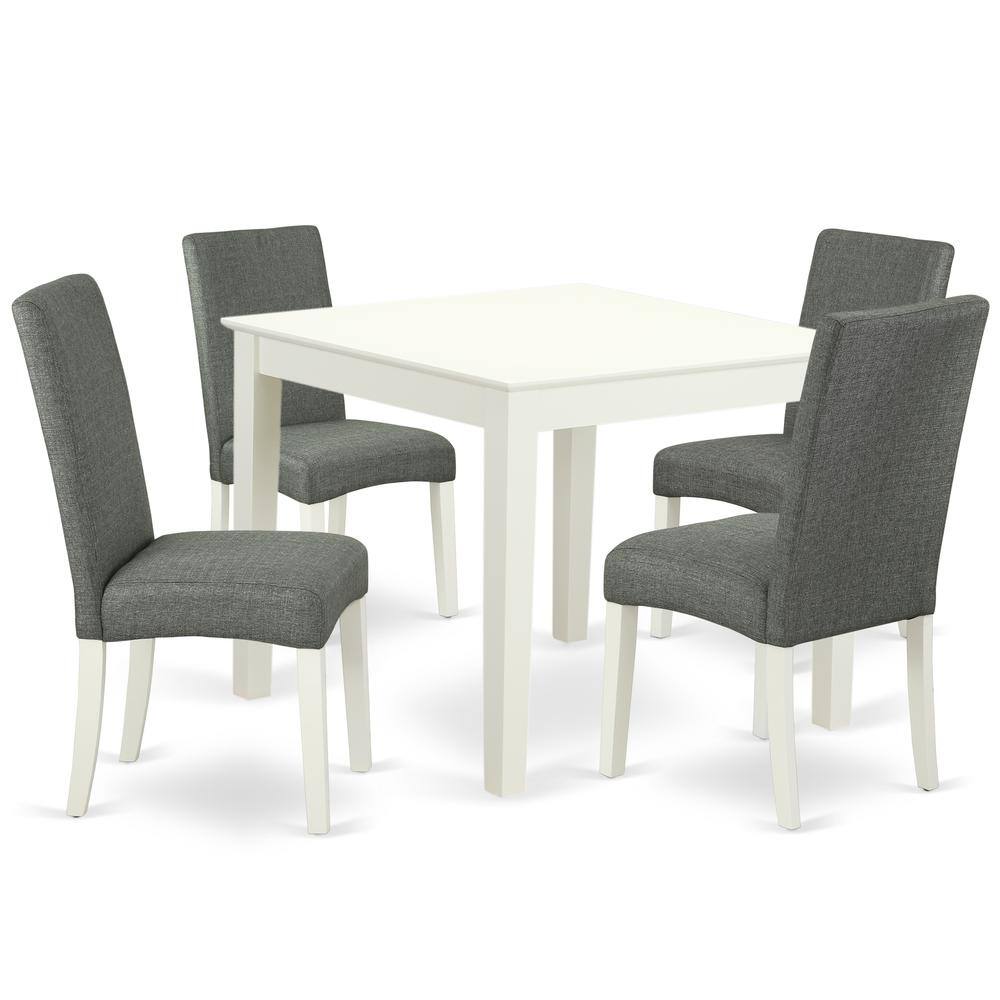 Back. East West Furniture - Dining Room Set Linen White - Brown.